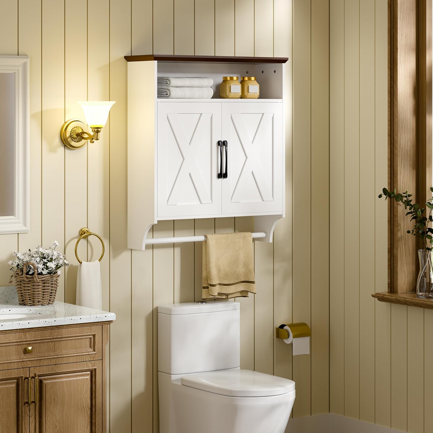 VECELO Bathroom Wall Cabinet with Motion Sensor LED Light