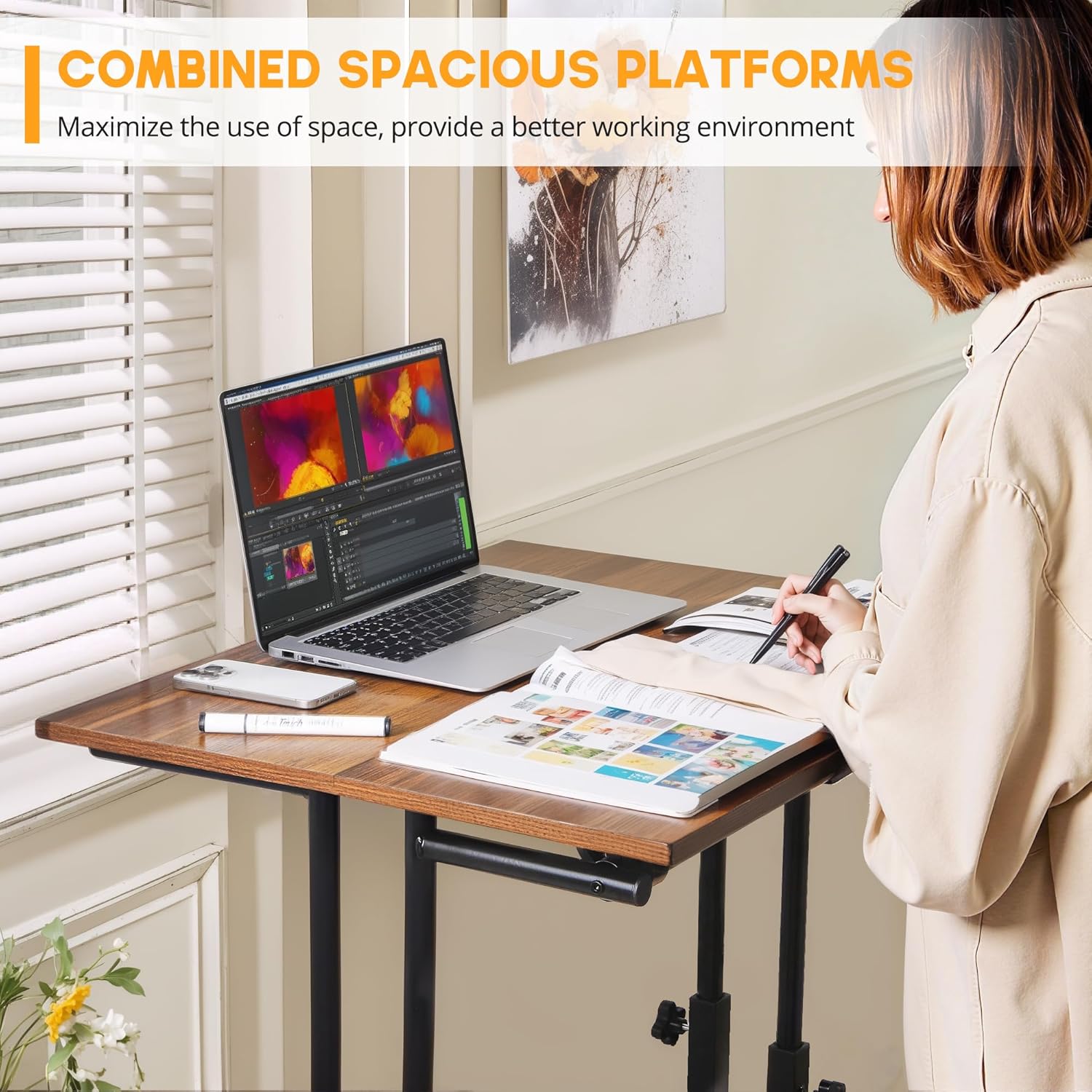 VECELO Mobile Small Standing Desk Adjustable Height