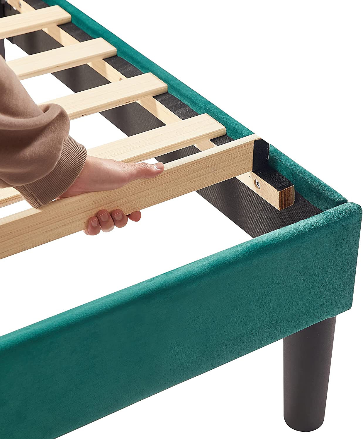 VECELO Upholstered Platform Bed Frame with Adjustable Fabric Headboard