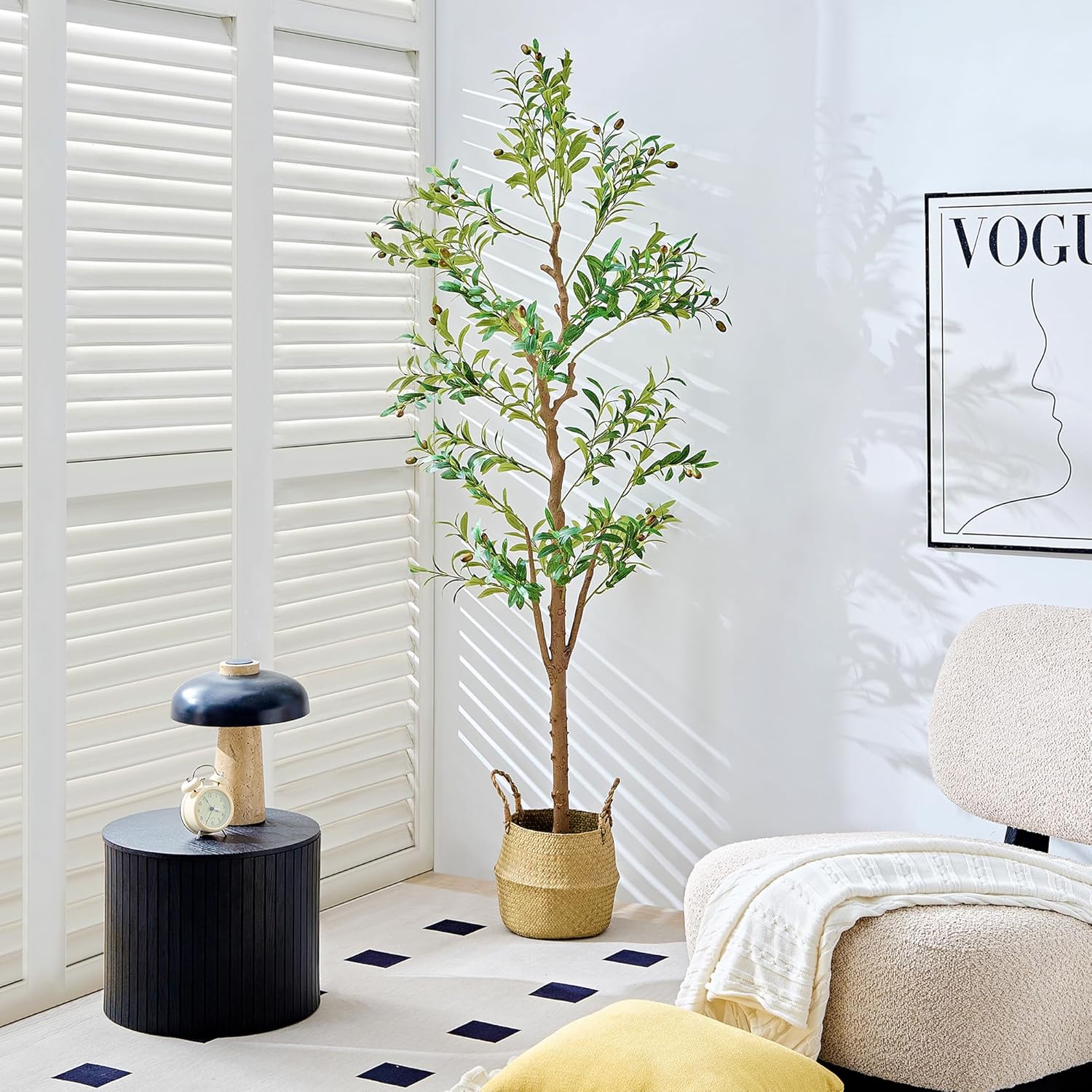 VECELO Artificial Ficus Tree with Sturdy Nursery Pot, 5FT and 6FT Faux Silk Plant - VECELO