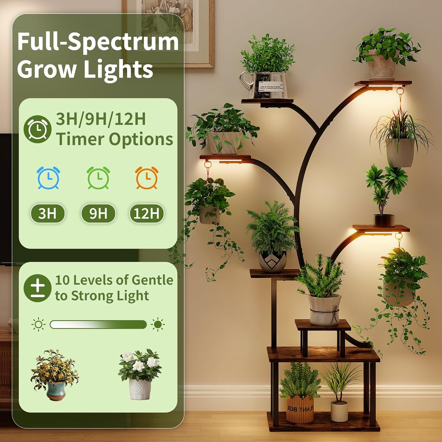 VECELO Plant Stand with Grow Light
