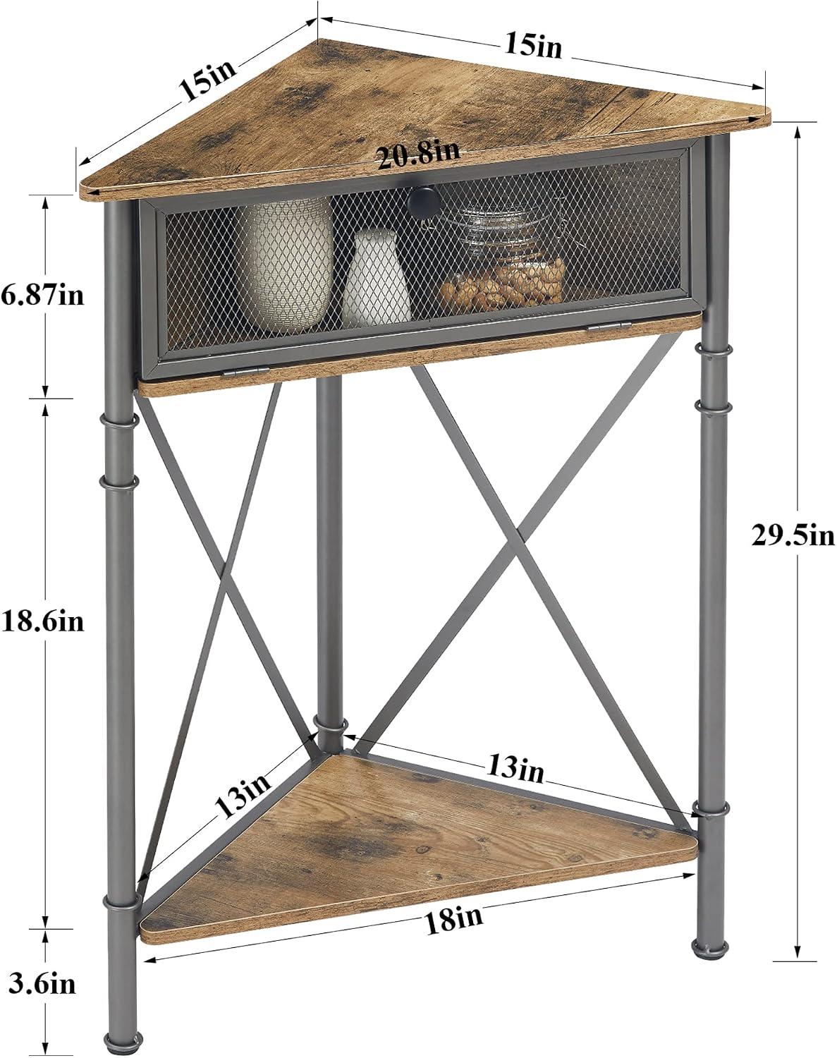 VECELO Corner Table for Small Spaces, Multipurpose Storage Cabinet Shelf Organizer