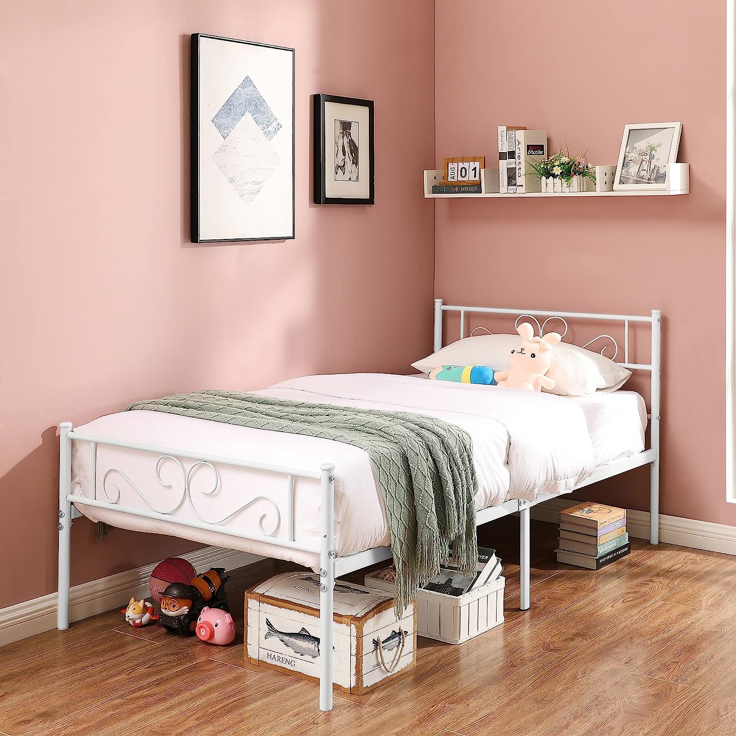 VECELO Metal Platform Bed Frame Mattress Foundation with Headboard & Footboard