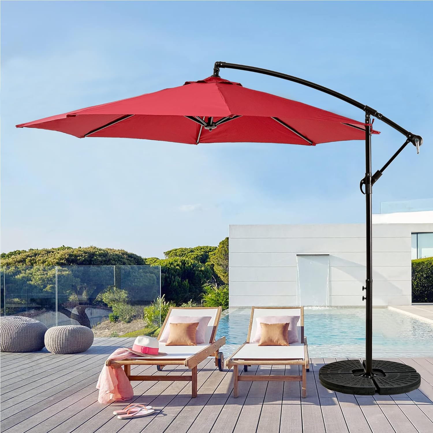 VECELO 10ft Offset Patio Umbrella with UV Protection Waterproof for Outdoor - VECELO