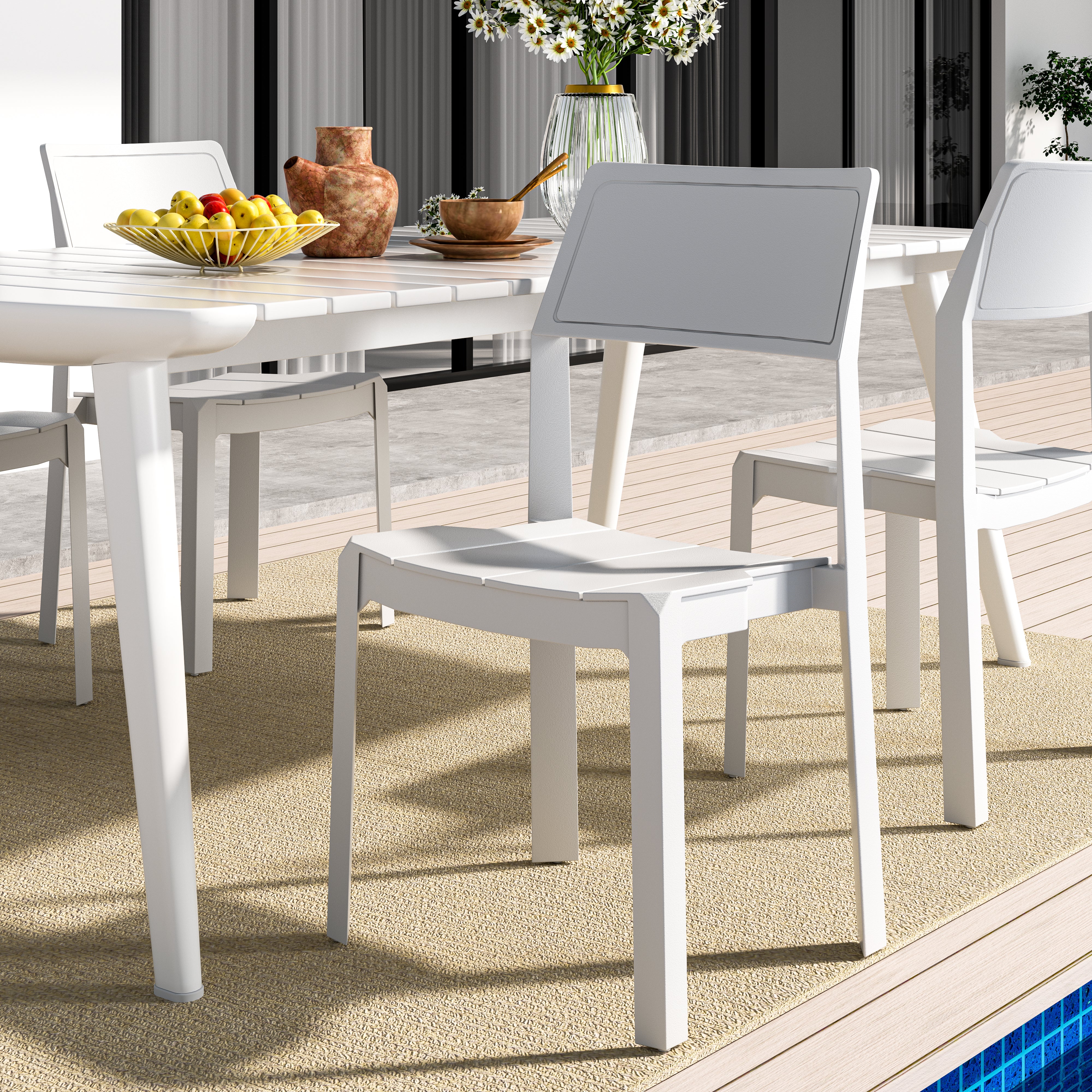 VECELO Dining Chairs Set of 4, Stackable Plastic Kitchen Chairs