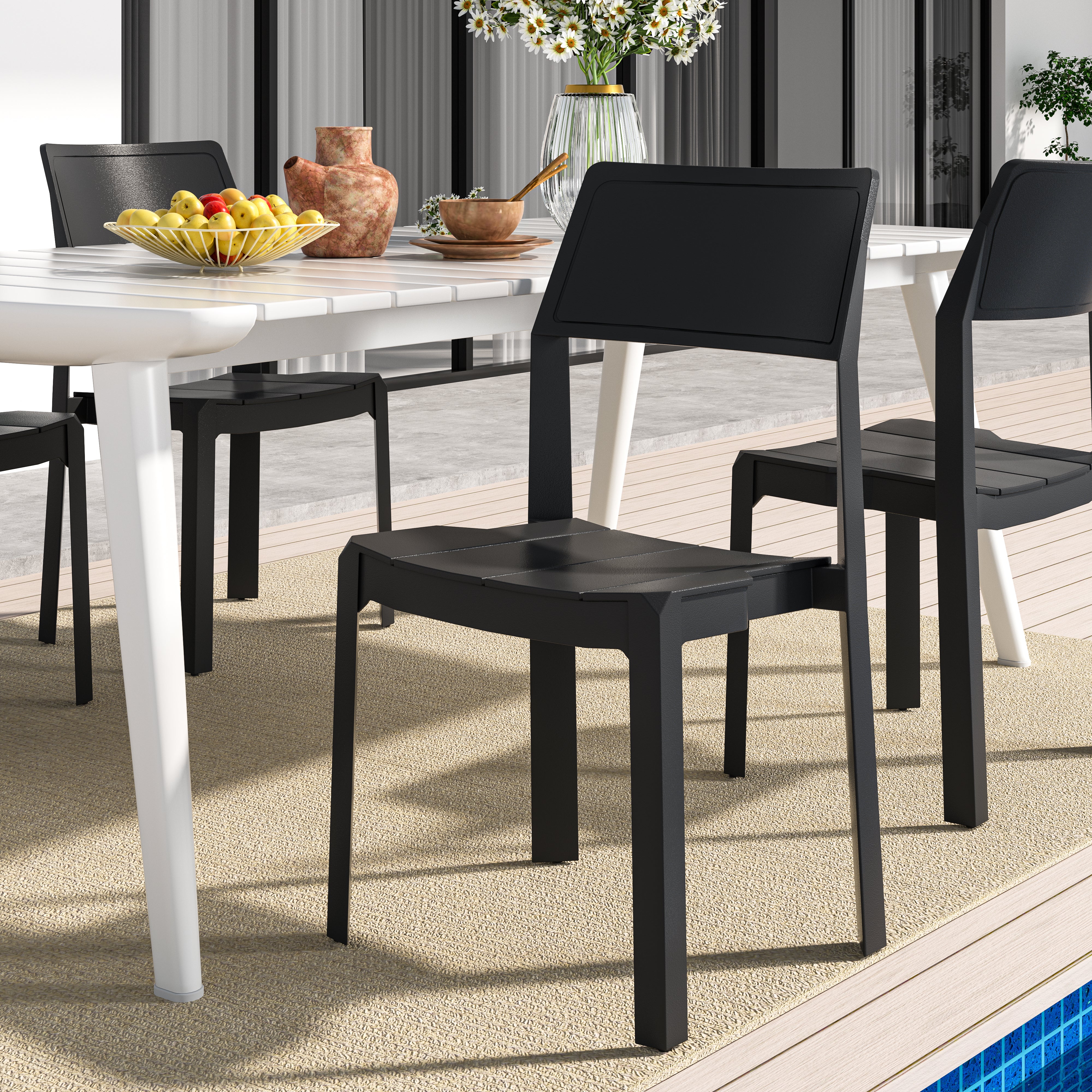 VECELO Dining Chairs Set of 4, Stackable Plastic Kitchen Chairs