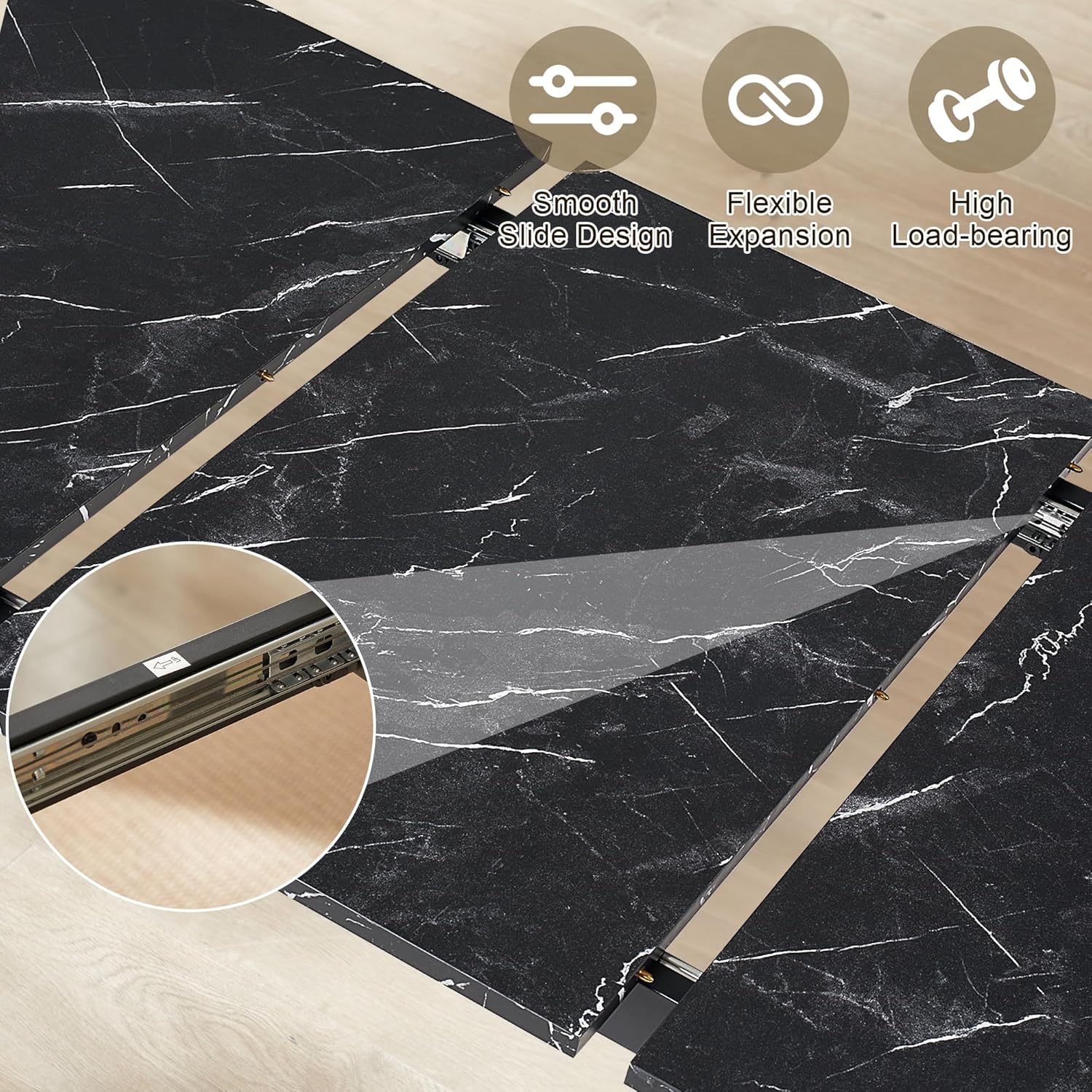 VECELO 3-Piece 63" Extendable Kitchen Table with Benches/Chairs - VECELO