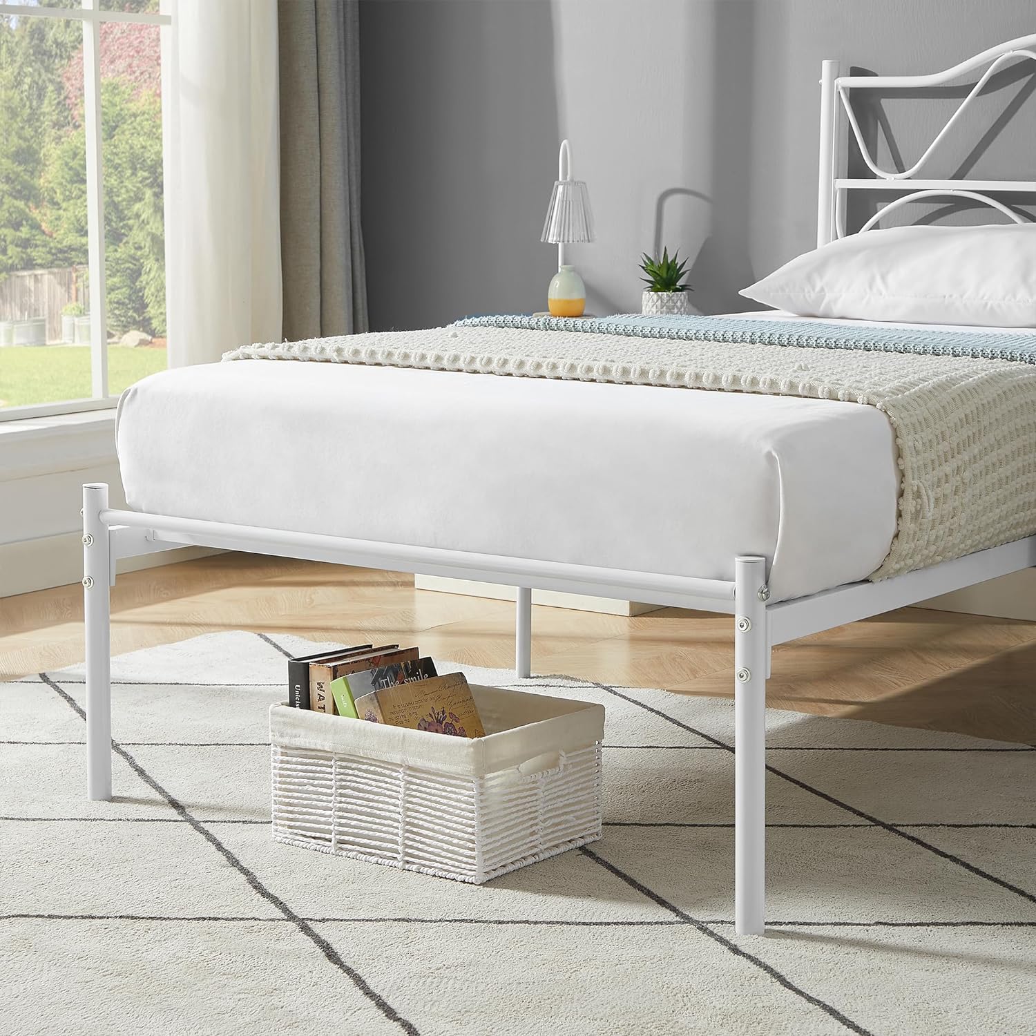VECELO Bed Frame, Metal Bed Platform with Headboard - VECELO