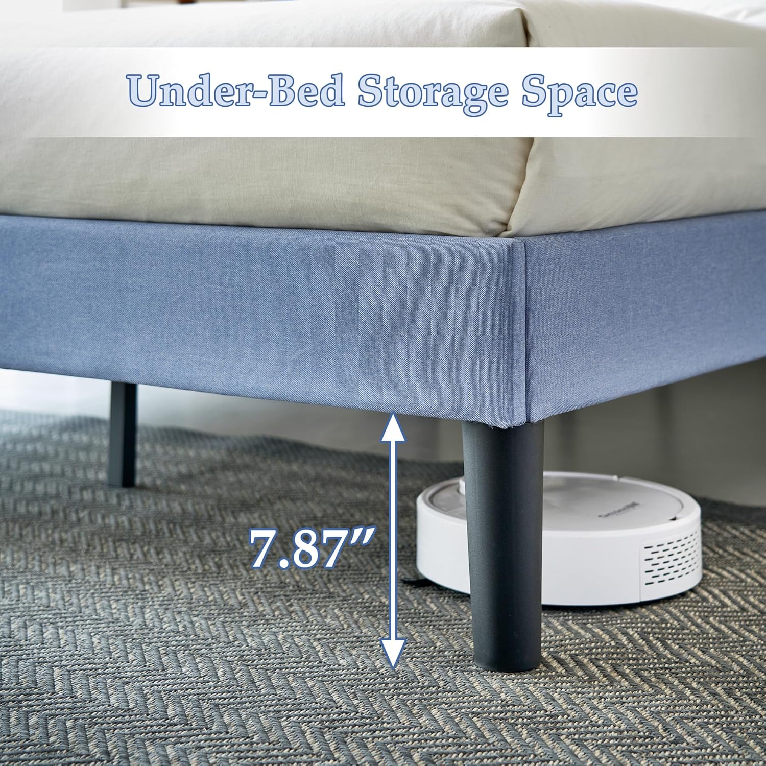 VECELO Upholstered Platform Bed Frame with Height Adjustable Headboard - VECELO