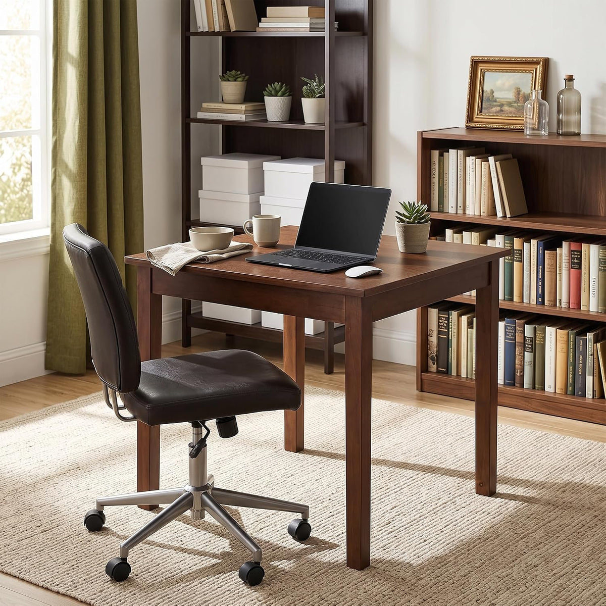VECELO Square Dining Table for 2-4 People  29” x 29” Compact Kitchen Table with Solid Wood Legs
