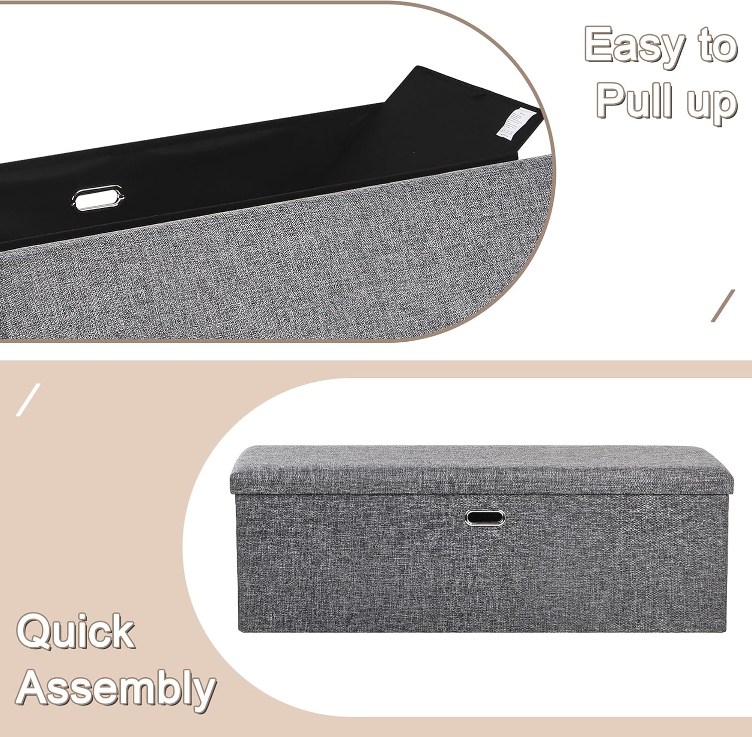 VECELO Folding Storage Ottoman Bench