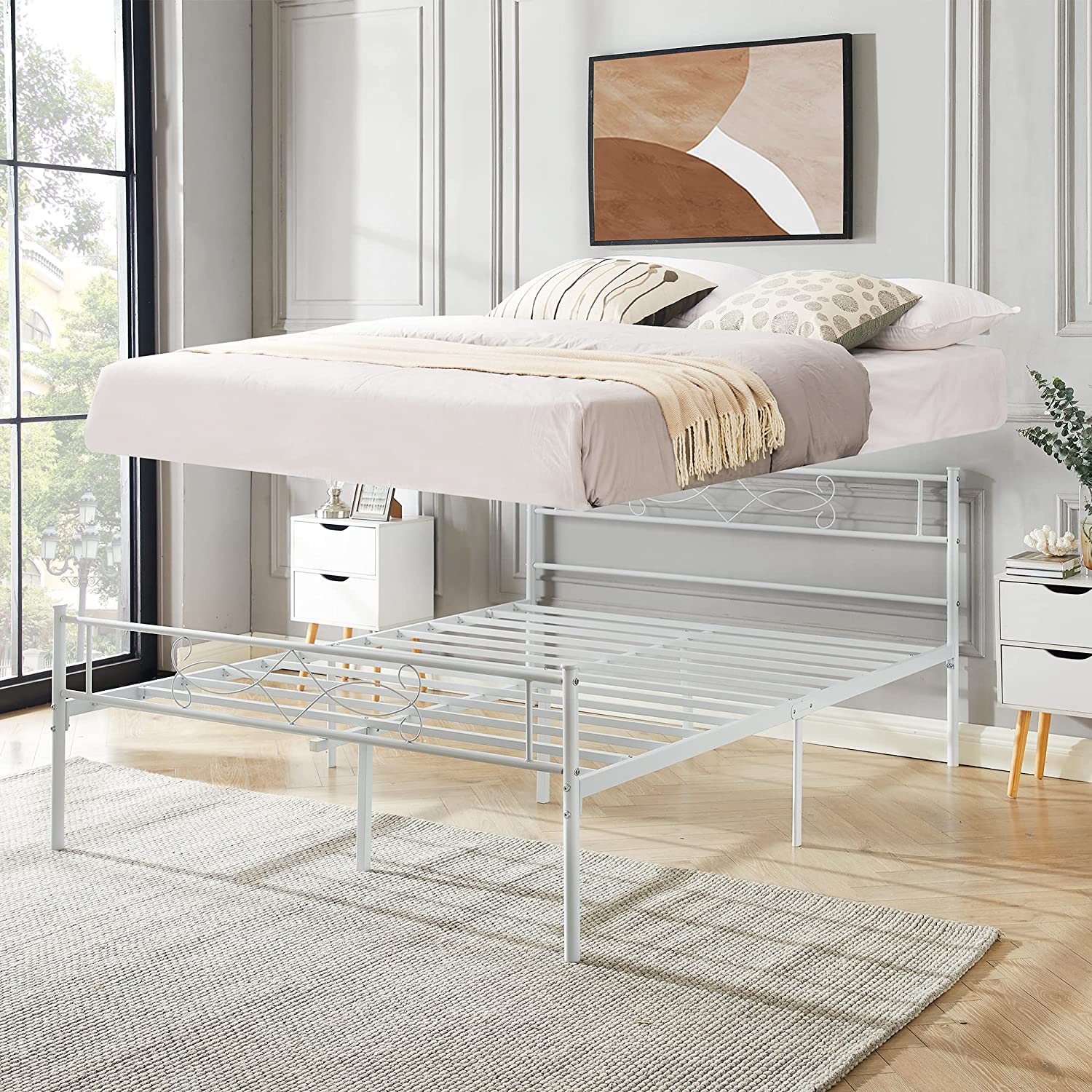 VECELO Metal Platform Bed Frame with Headboard & Footboard Premium Steel Slat Support Noise-Free