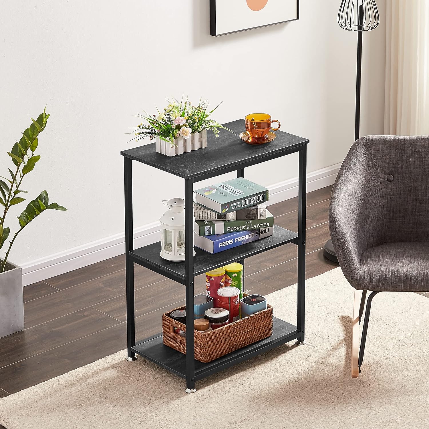 VECELO End Side Table 3-Layer Narrow Night Stand/Entryway/Hallway Console Table for Living Room/Bedroom