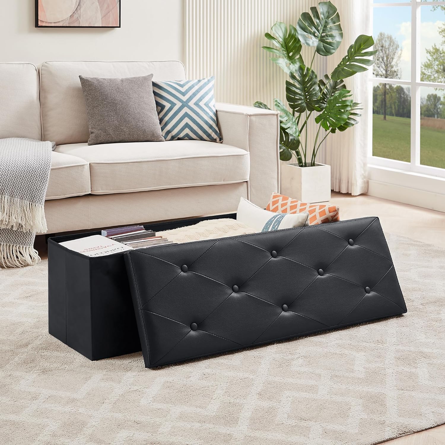 VECELO Storage Ottoman Bench End of Bed 43'' Footstool Footrest Stool Shoestool