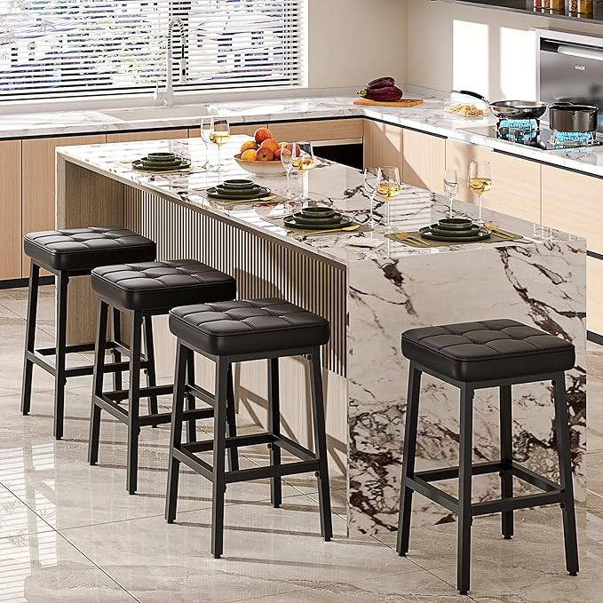 VECELO Modern Counter Height Bar Stools Set of 2