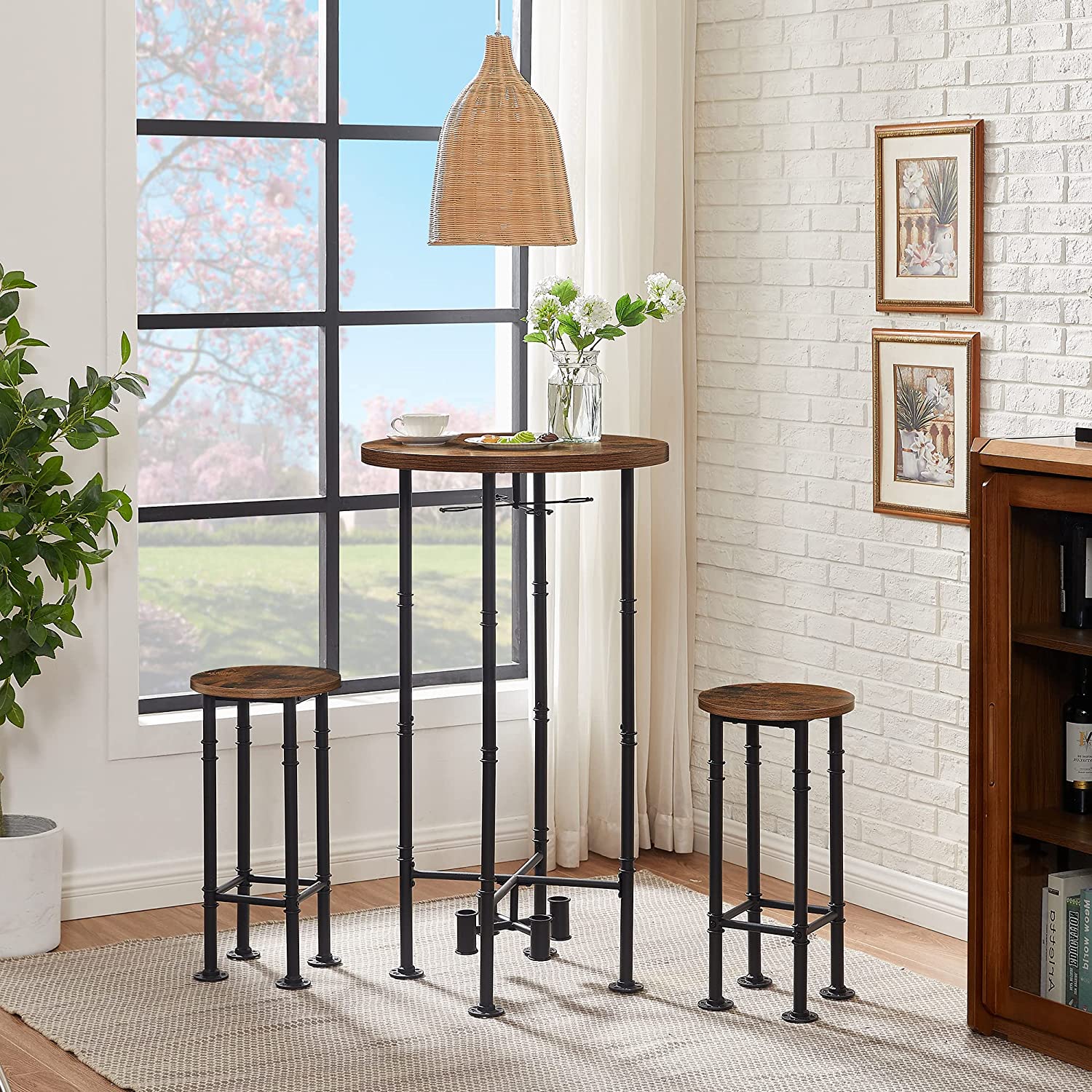 VECELO Counter Height Bar Stools Set of 2