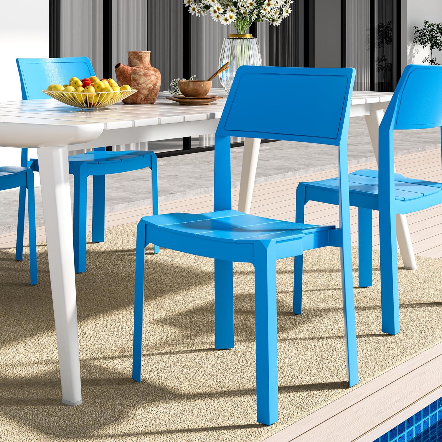 VECELO Dining Chairs Set of 4, Stackable Plastic Kitchen Chairs