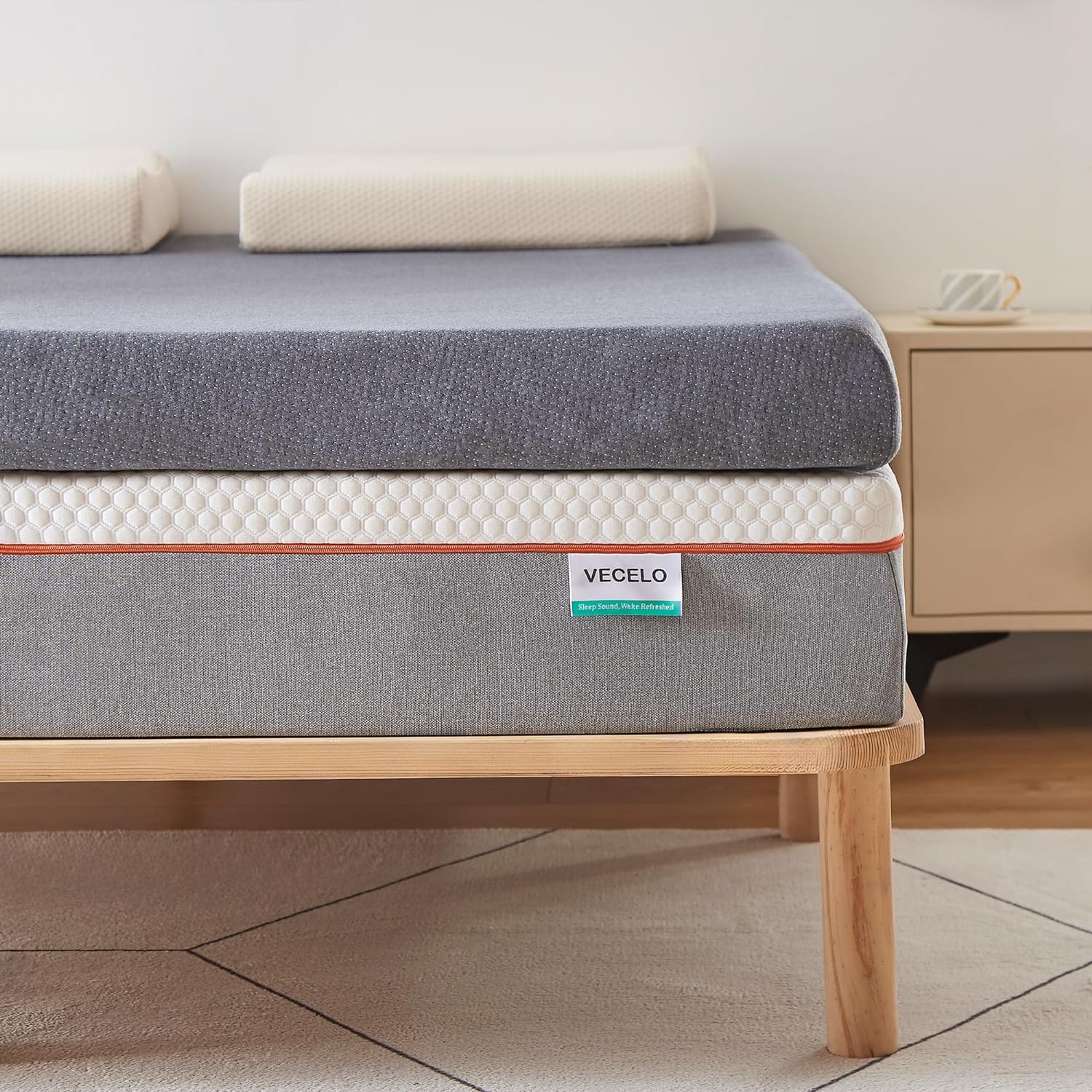 VECELO Gel Infused Memory Foam Mattress Topper Twin/Full/Queen/King Size, 2 Inch and 4 Inch Fresh Cooling Mattress Pad with Washable Cover