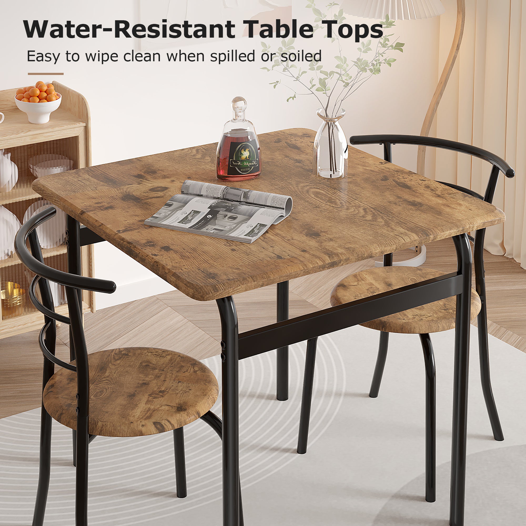 VECELO 3-Piece Dining Table & Chairs Set for 2