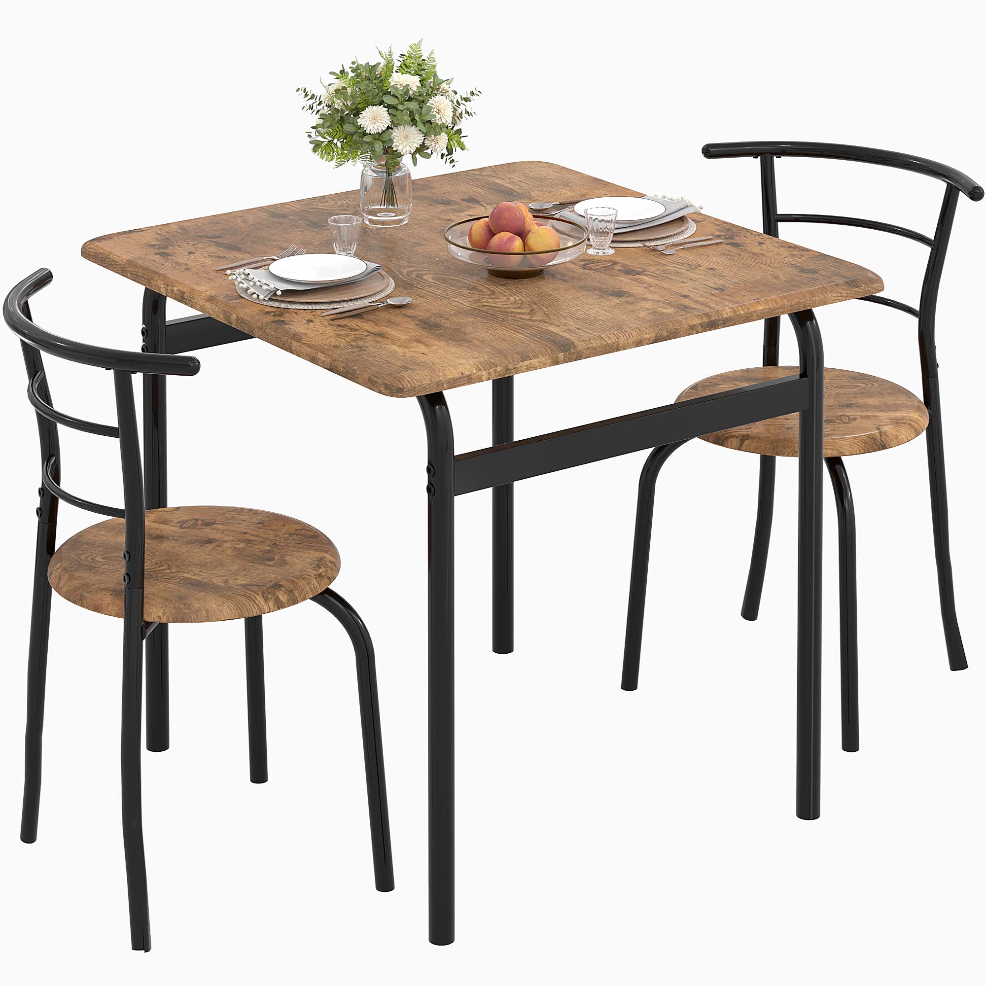 VECELO 3-Piece Dining Table & Chairs Set for 2