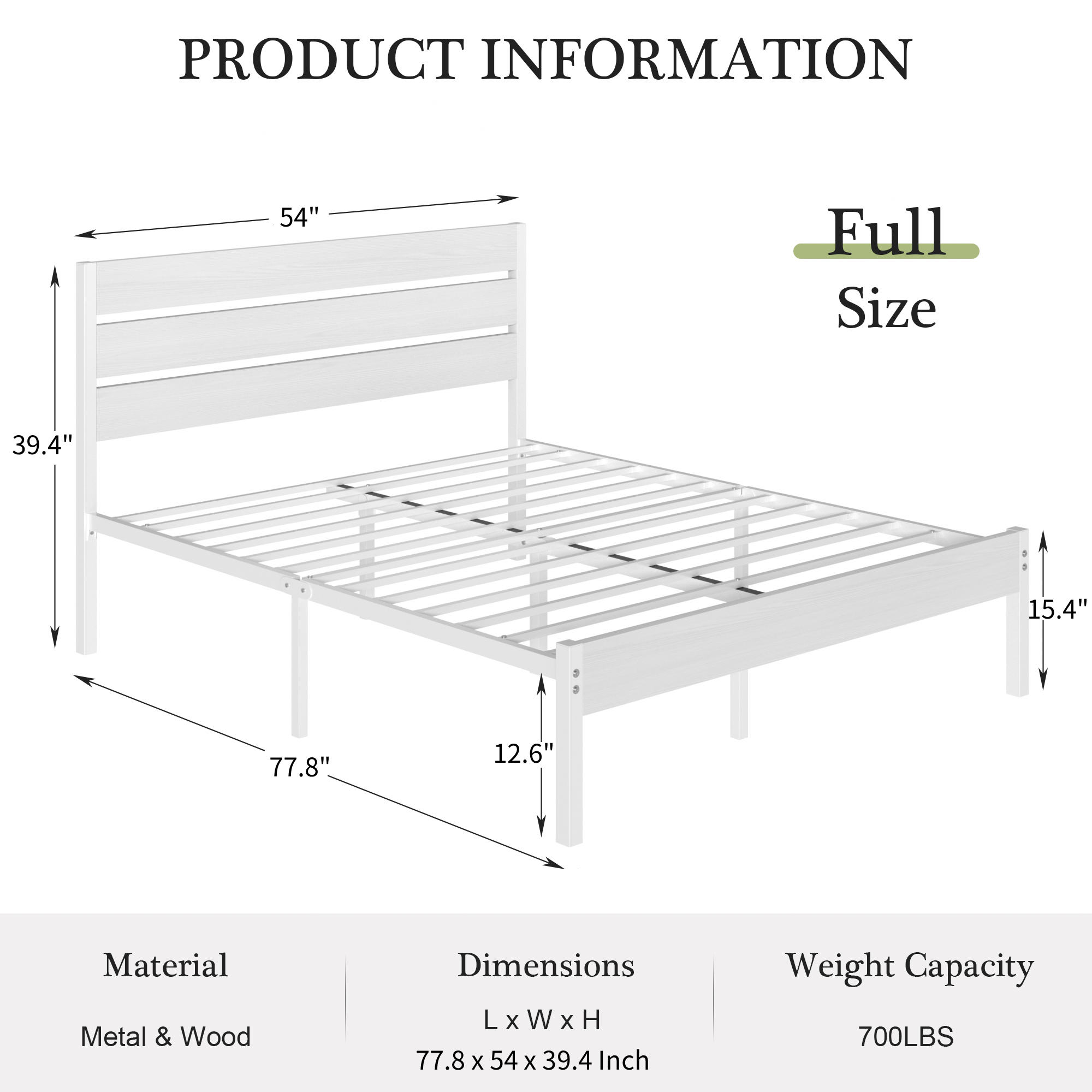 VECELO Platform Bed Frame with Rustic Vintage Wood Headboard/Strong Metal Slats Support