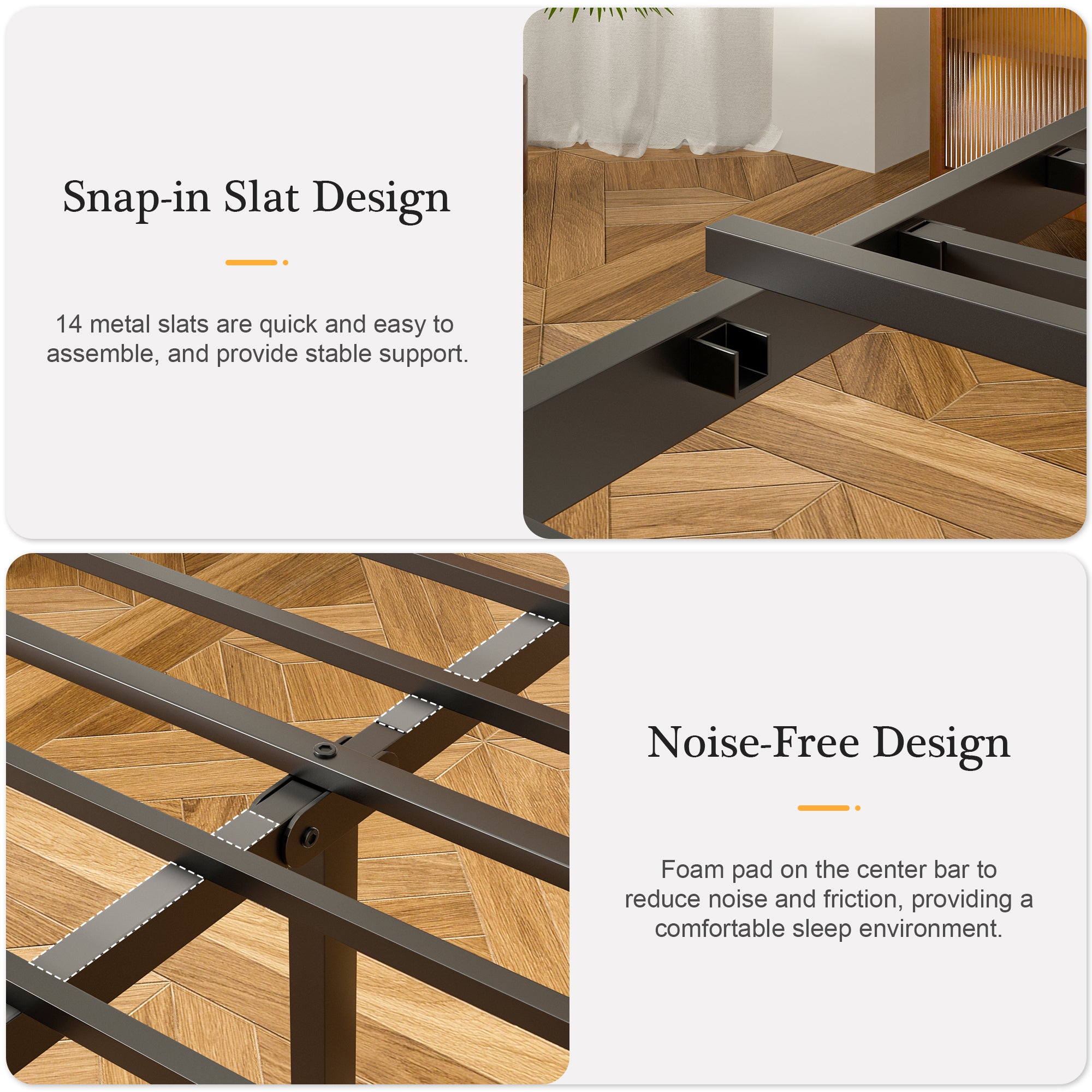 VECELO Platform Bed Frame with Rustic Vintage Wood Headboard/Strong Metal Slats Support