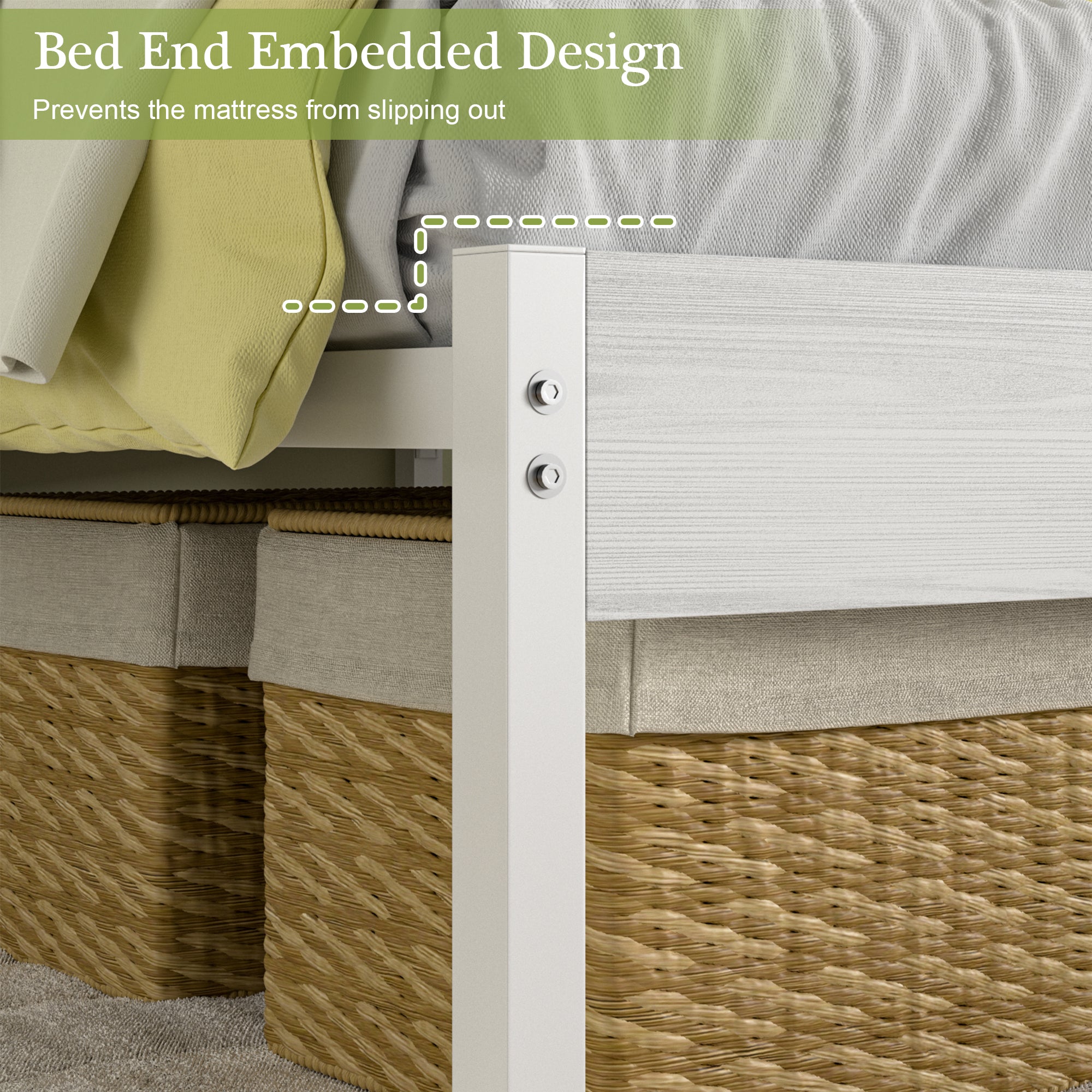 VECELO Platform Bed Frame with Rustic Vintage Wood Headboard/Strong Metal Slats Support