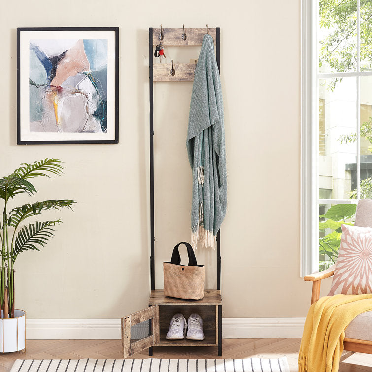 VECELO Tall Clothes Stand Freestanding with Shoe Storage Entryway Coat Rack
