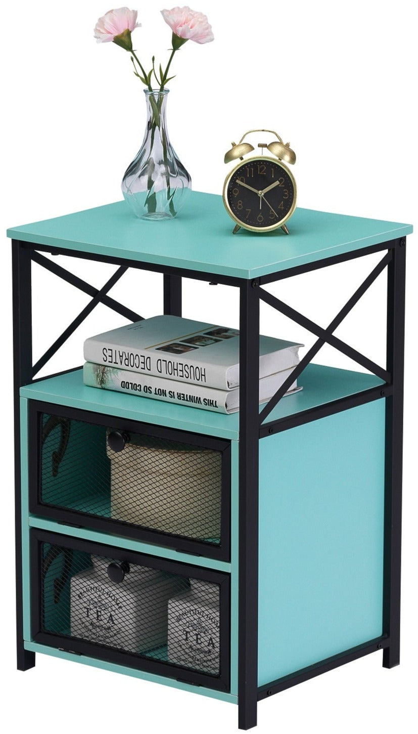 VECELO Modern Night Stand/End Side Table with Storage Space and Flip Drawers