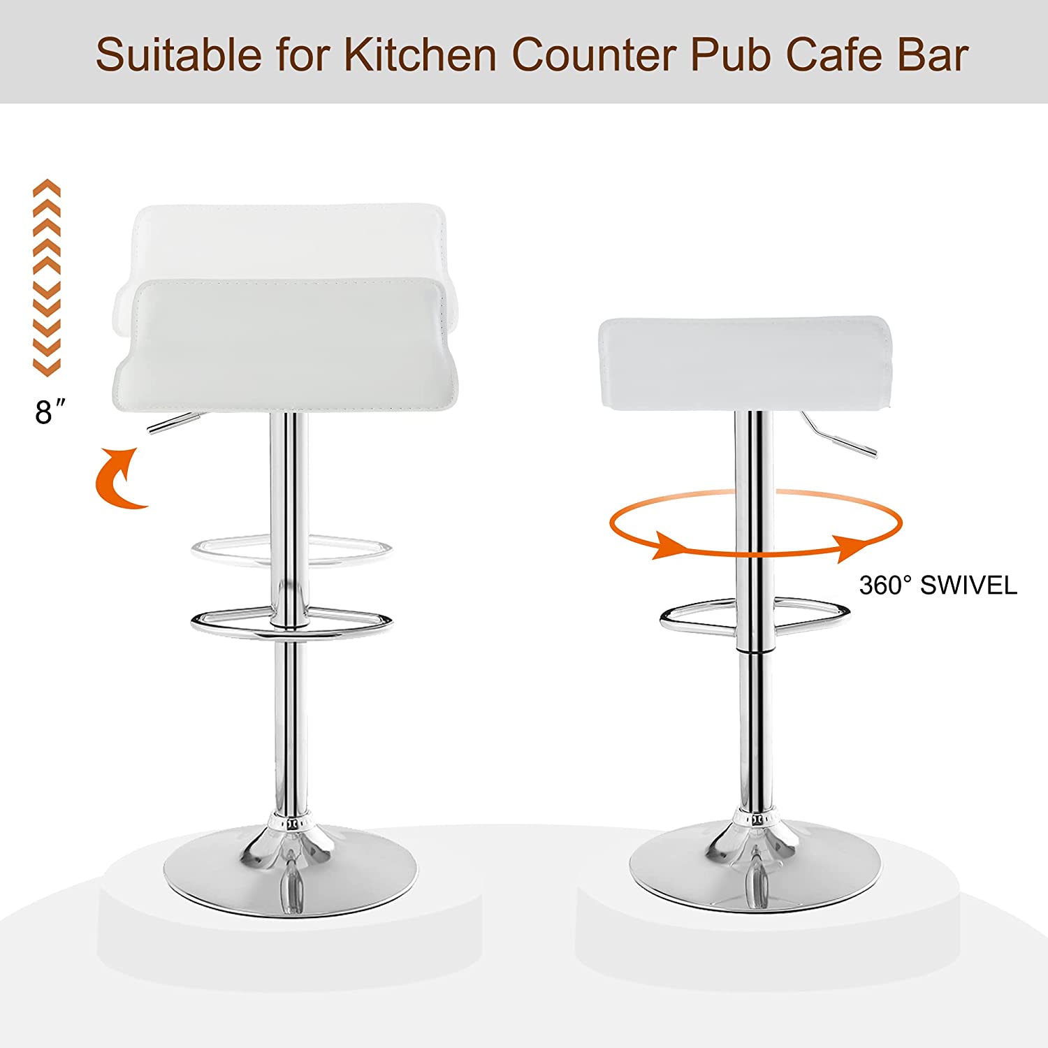 VECELO Counter Height Bar Stools Set of 2, Adjustable Barstools
