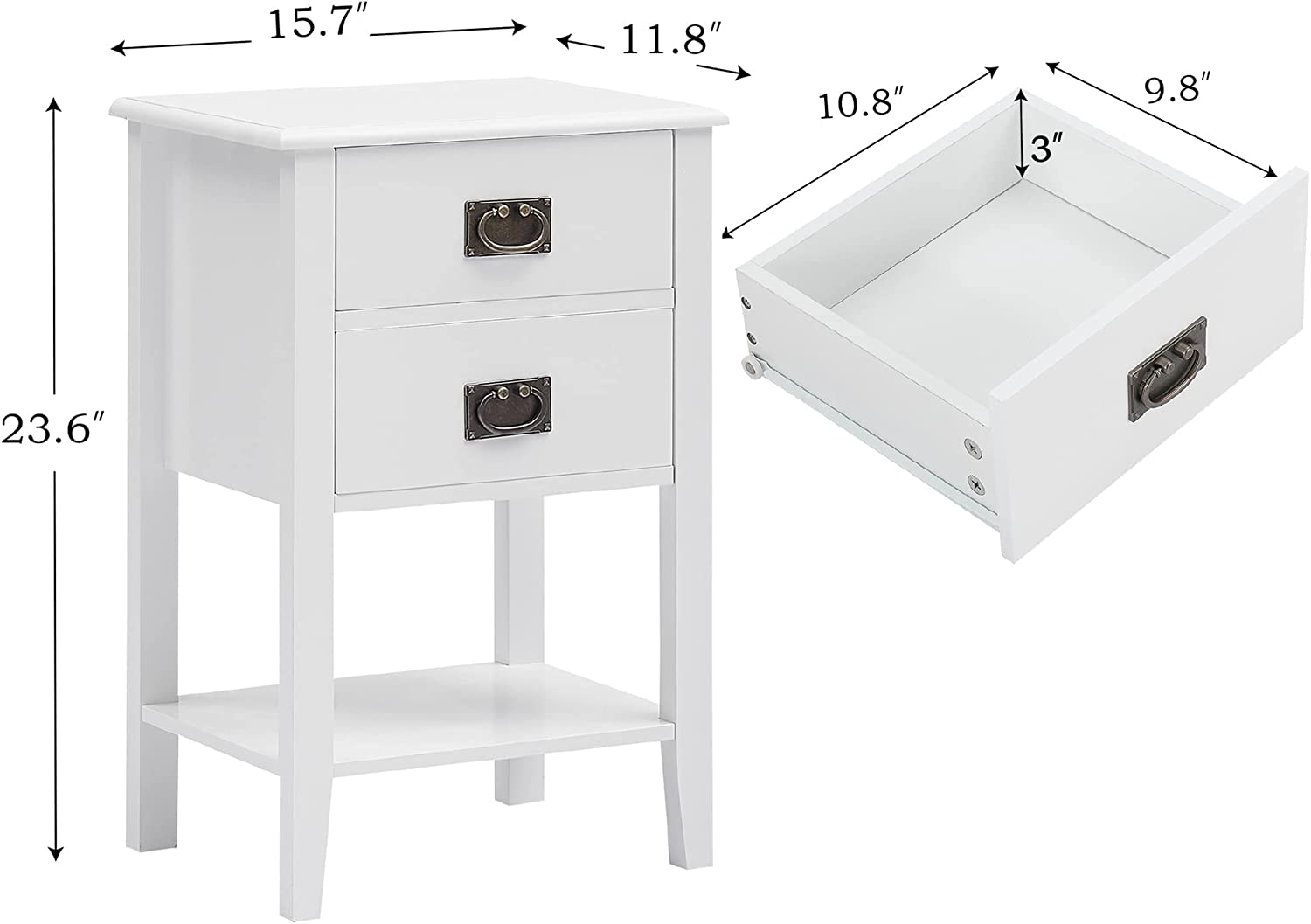 VECELO Modern Nightstands Set of 2, Side End Table with Drawers - VECELO