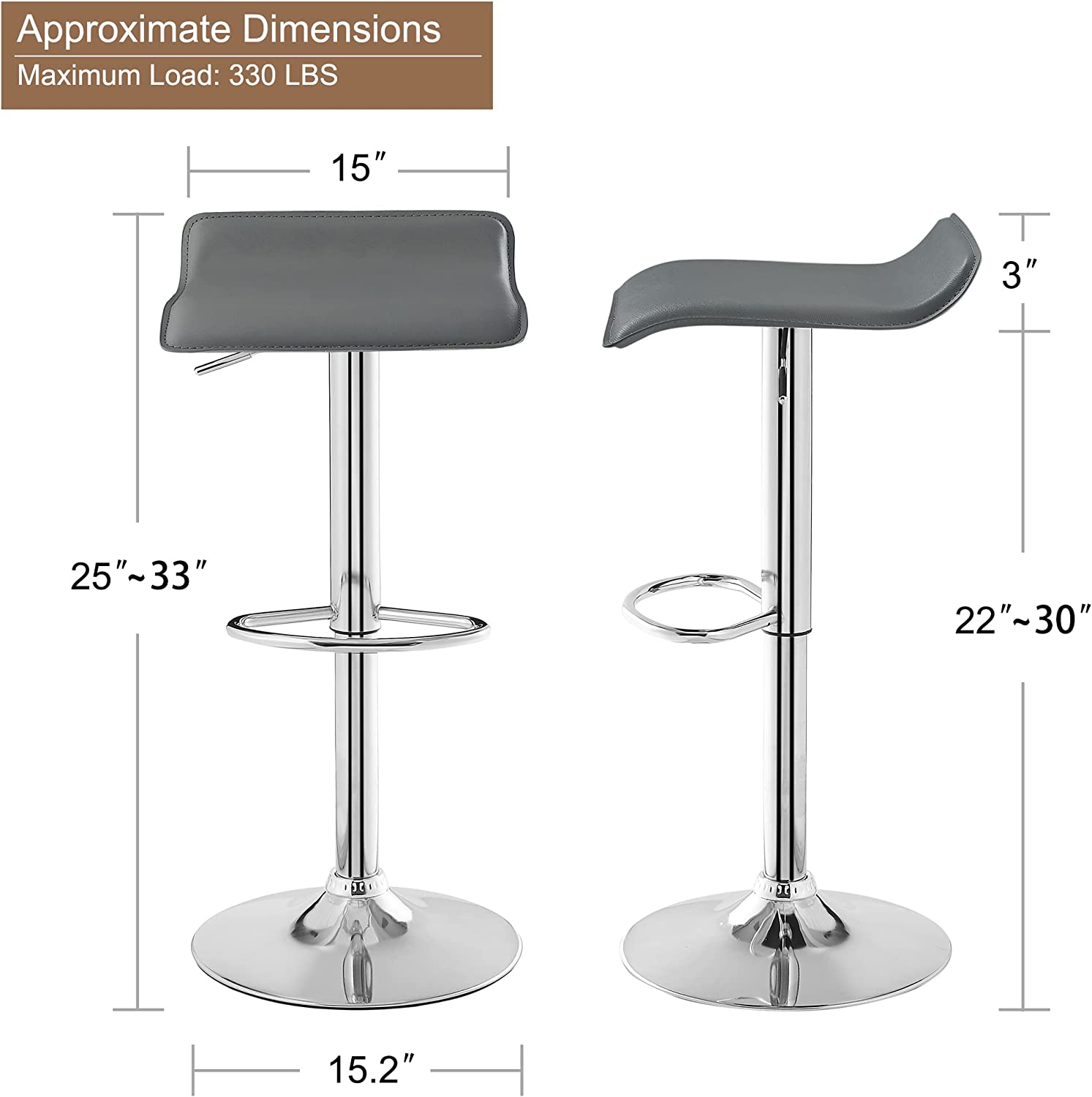 VECELO Counter Height Bar Stools Set of 2, Adjustable Barstools