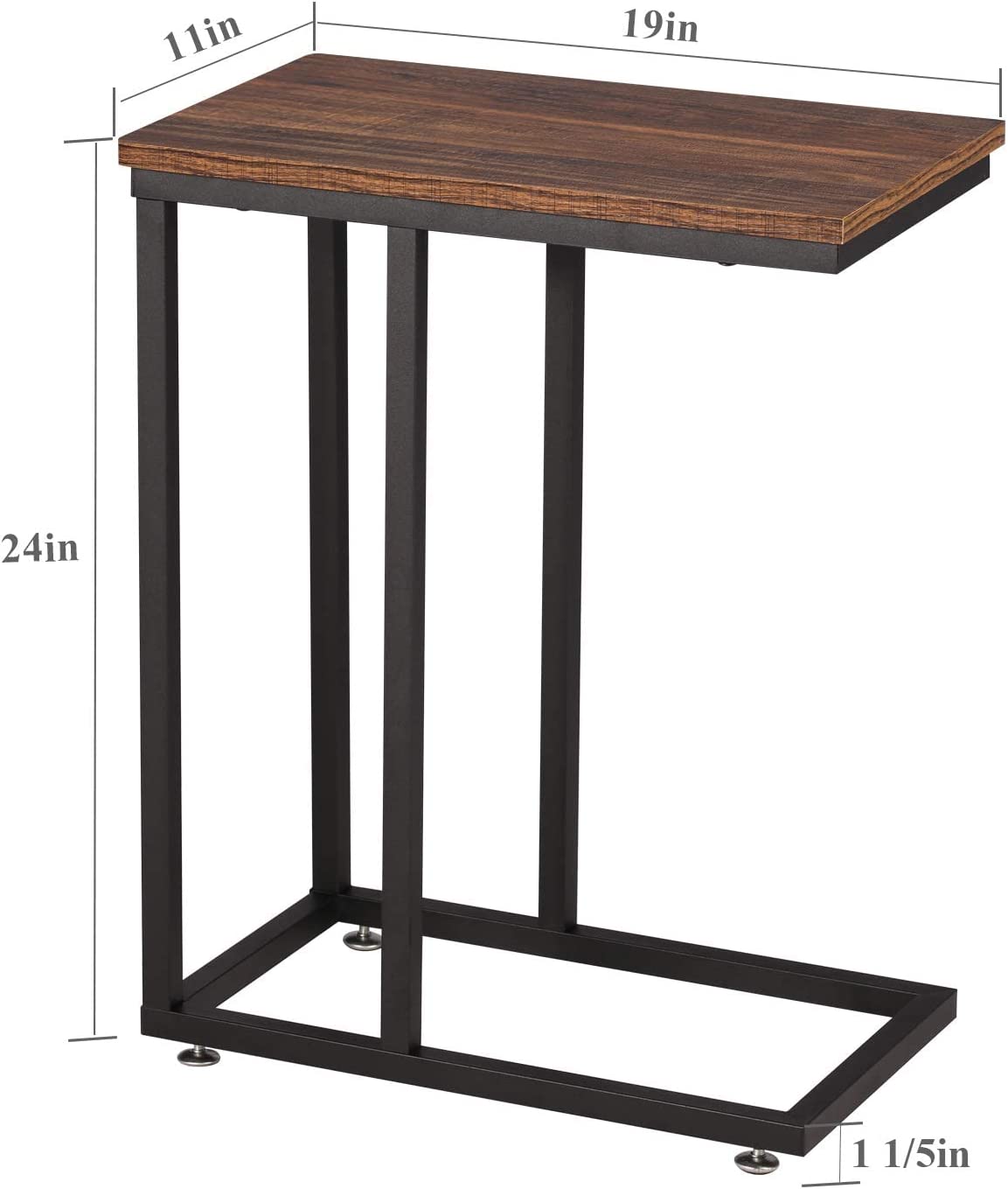 VECELO C Shaped End Side Table for Sofa Couch and Bed Snack TV Tray - VECELO