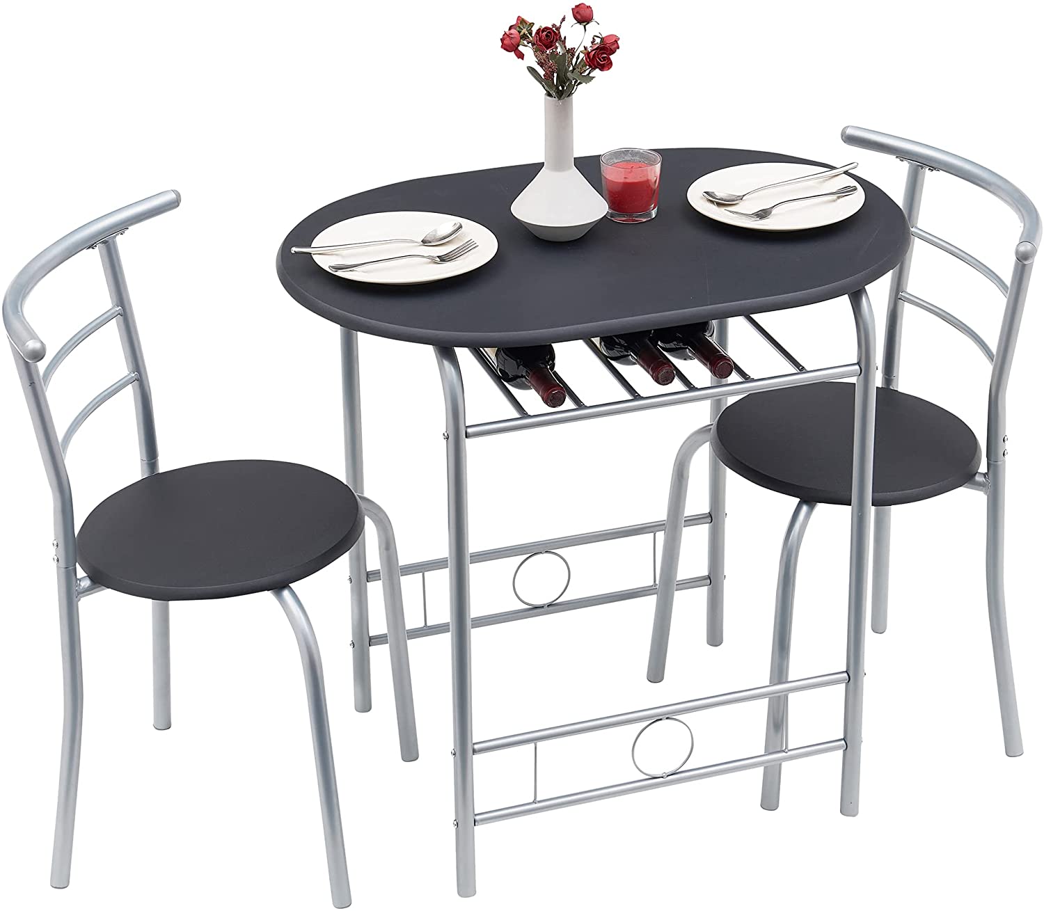 3-Piece Bar Table Set/Round Tabletop & Chair