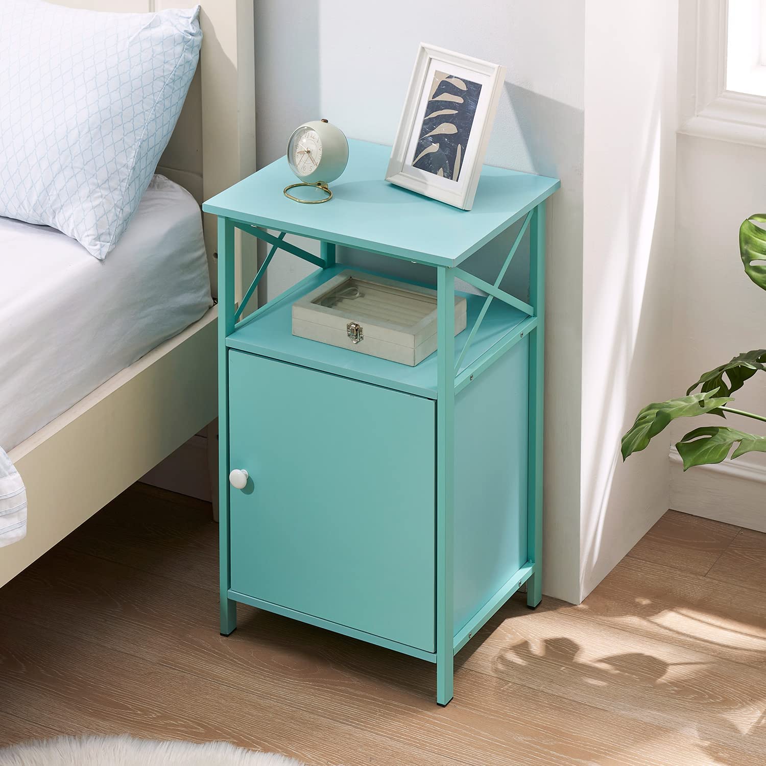VECELO Tall Side Storage, Large Capacity Bedside Nightstand