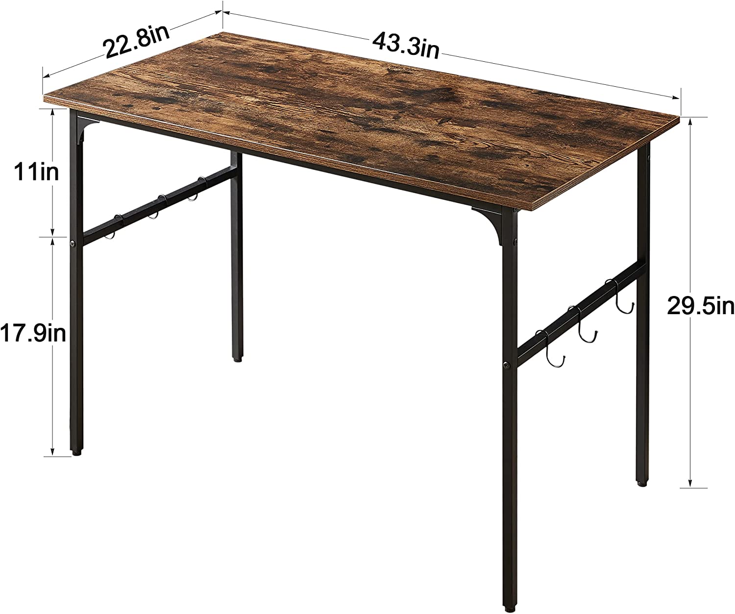 VECELO Industrial Simple Style Wood Table & Metal Frame Home Office Computer Desk - VECELO