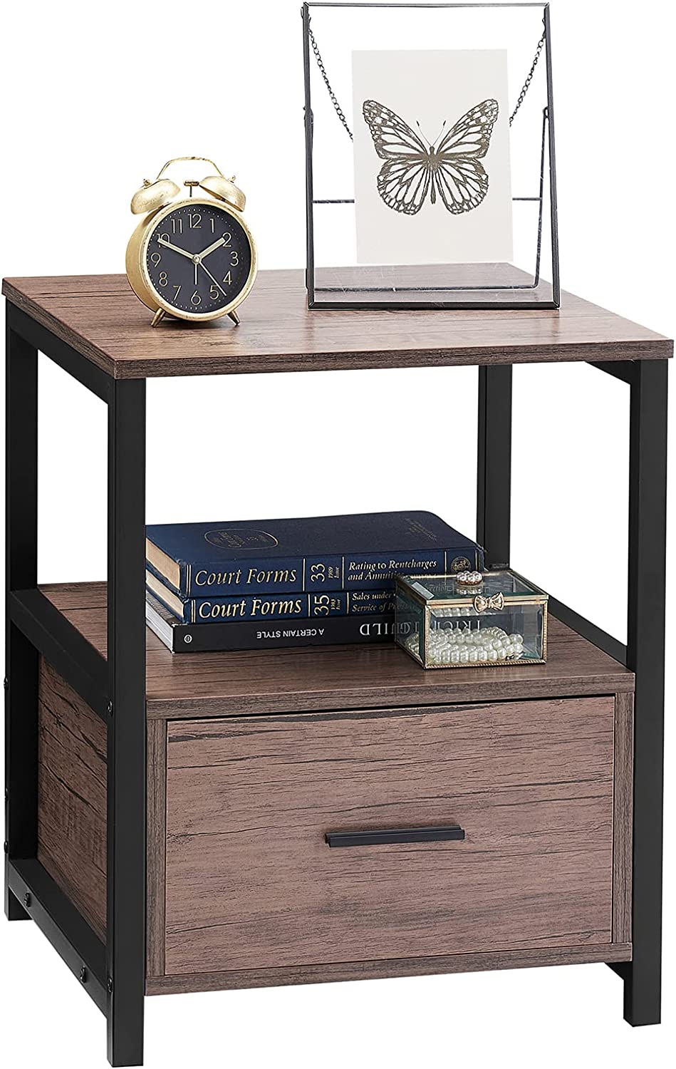 VECELO Nightstand Modern Square End Side Table, 1 Pack/2 Packs - VECELO