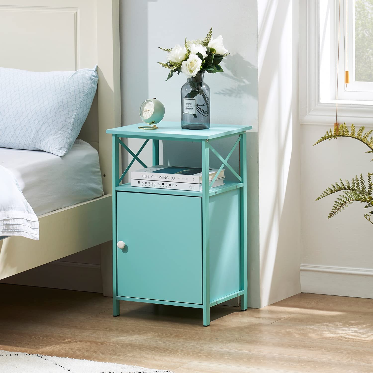 VECELO Tall Side Storage, Large Capacity Bedside Nightstand