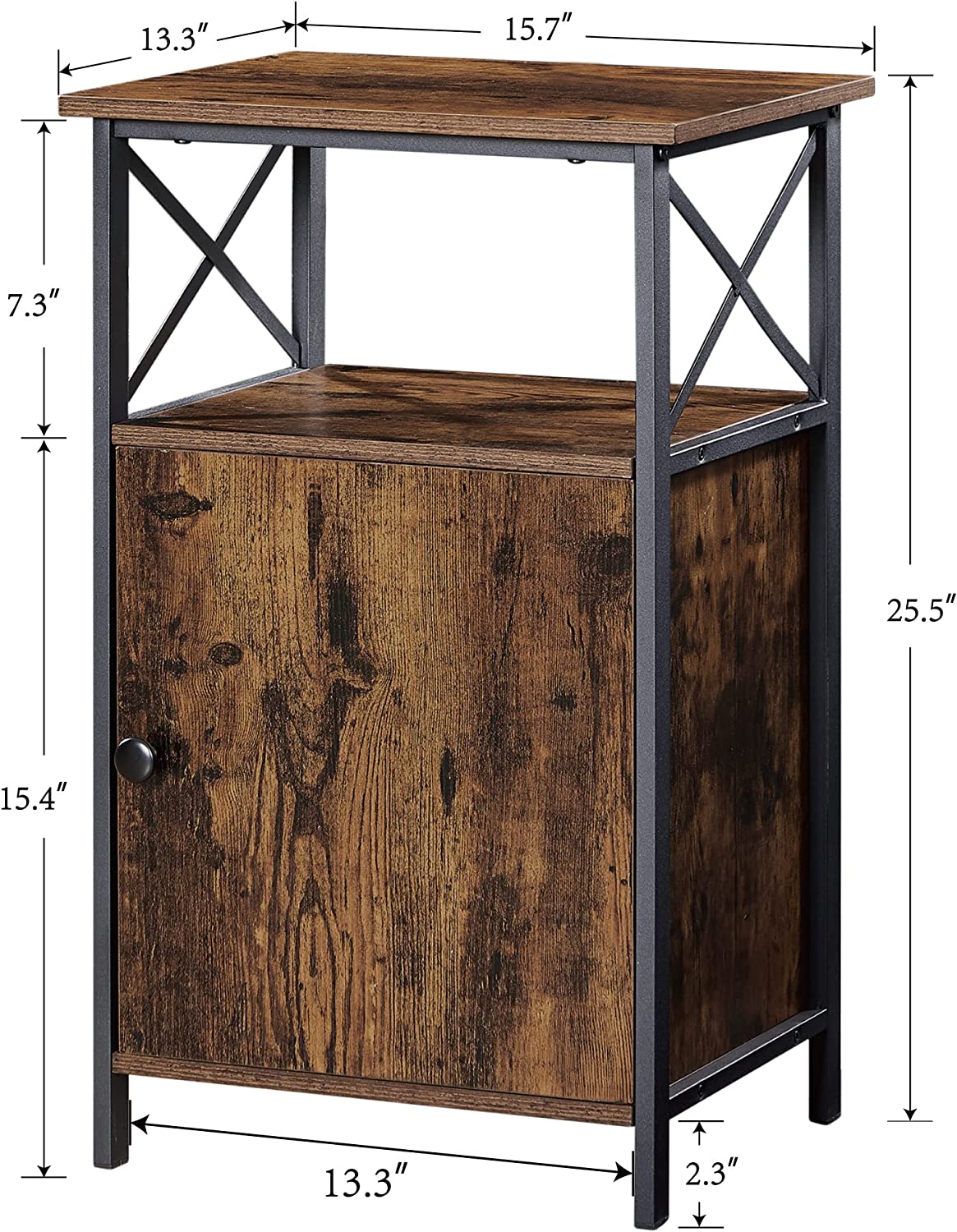 VECELO Tall Side Storage, Large Capacity Bedside Nightstand