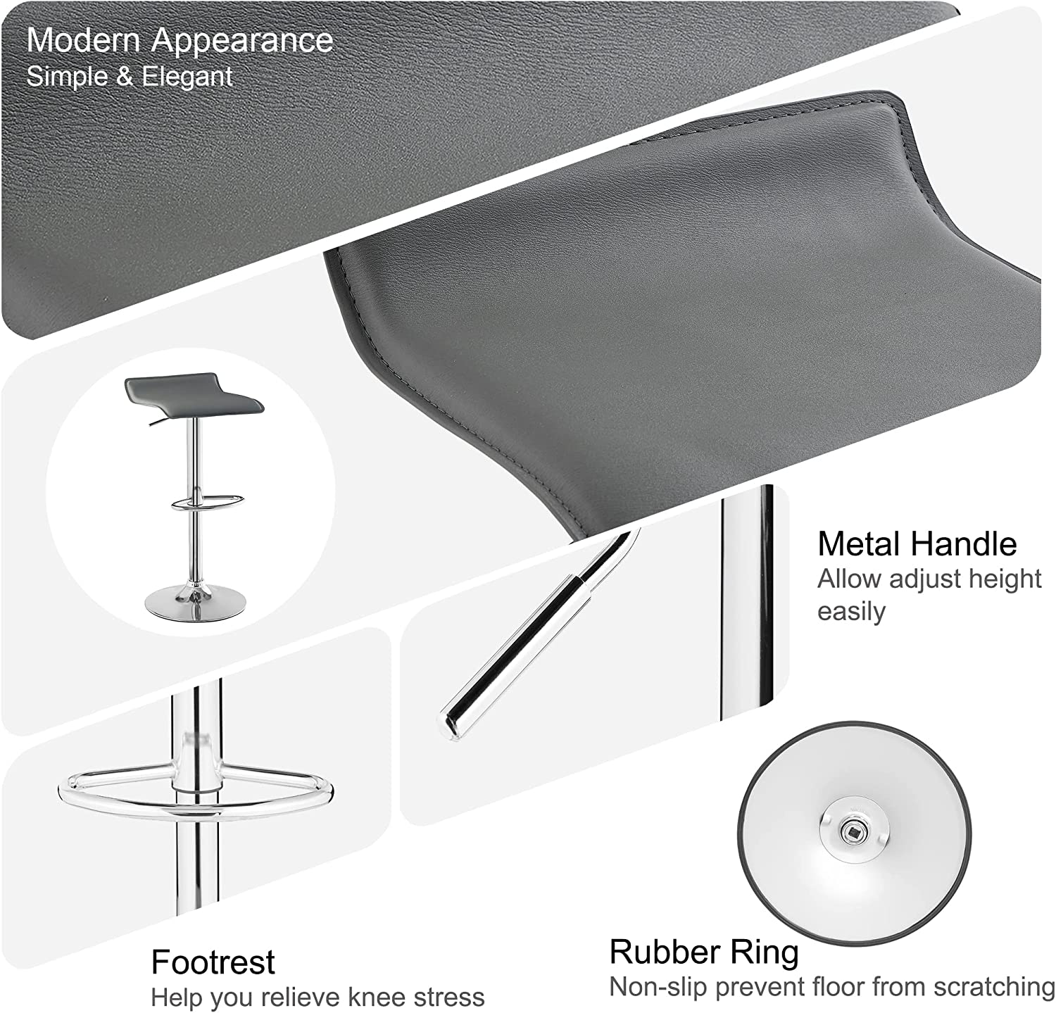 VECELO Counter Height Bar Stools Set of 2, Adjustable Barstools