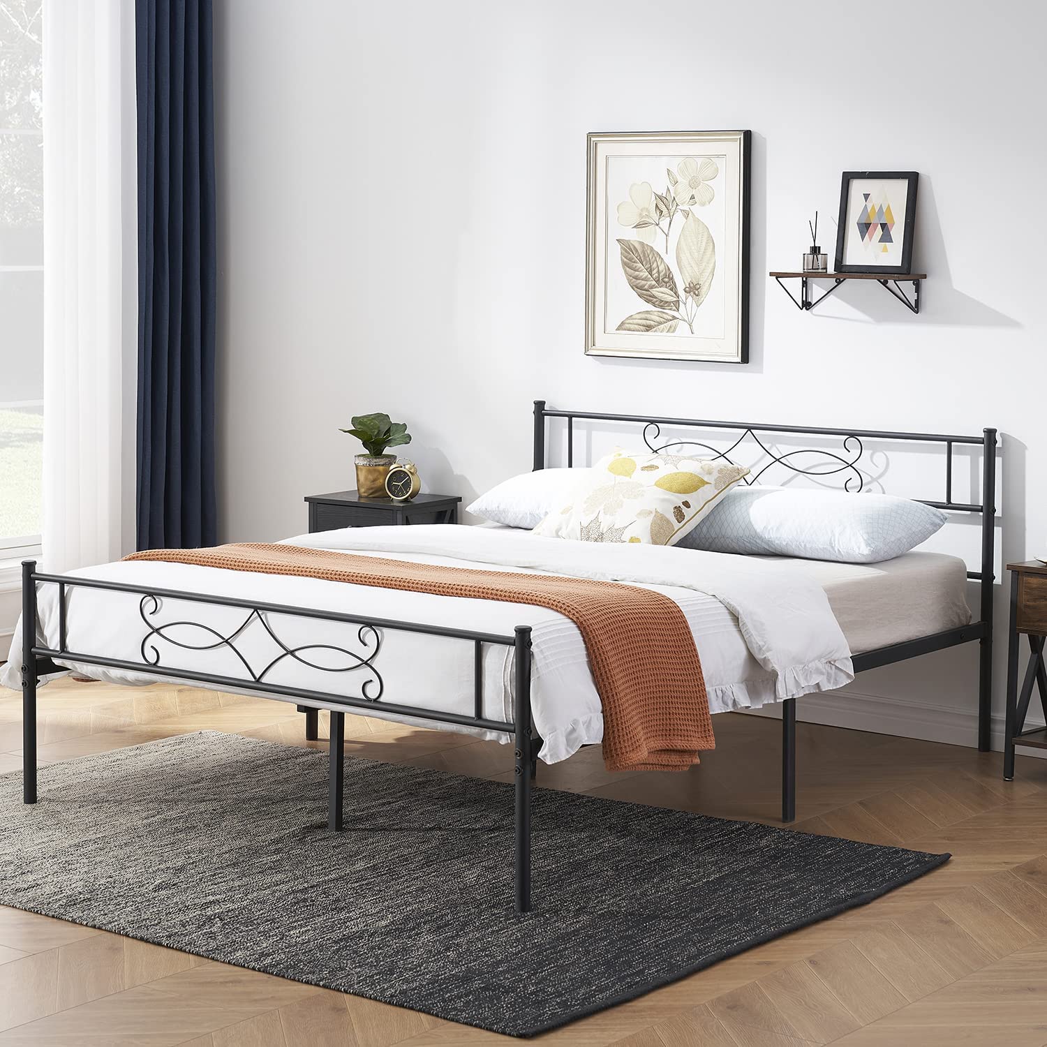 VECELO Metal Platform Bed Frame with Headboard & Footboard Premium Steel Slat Support Noise-Free