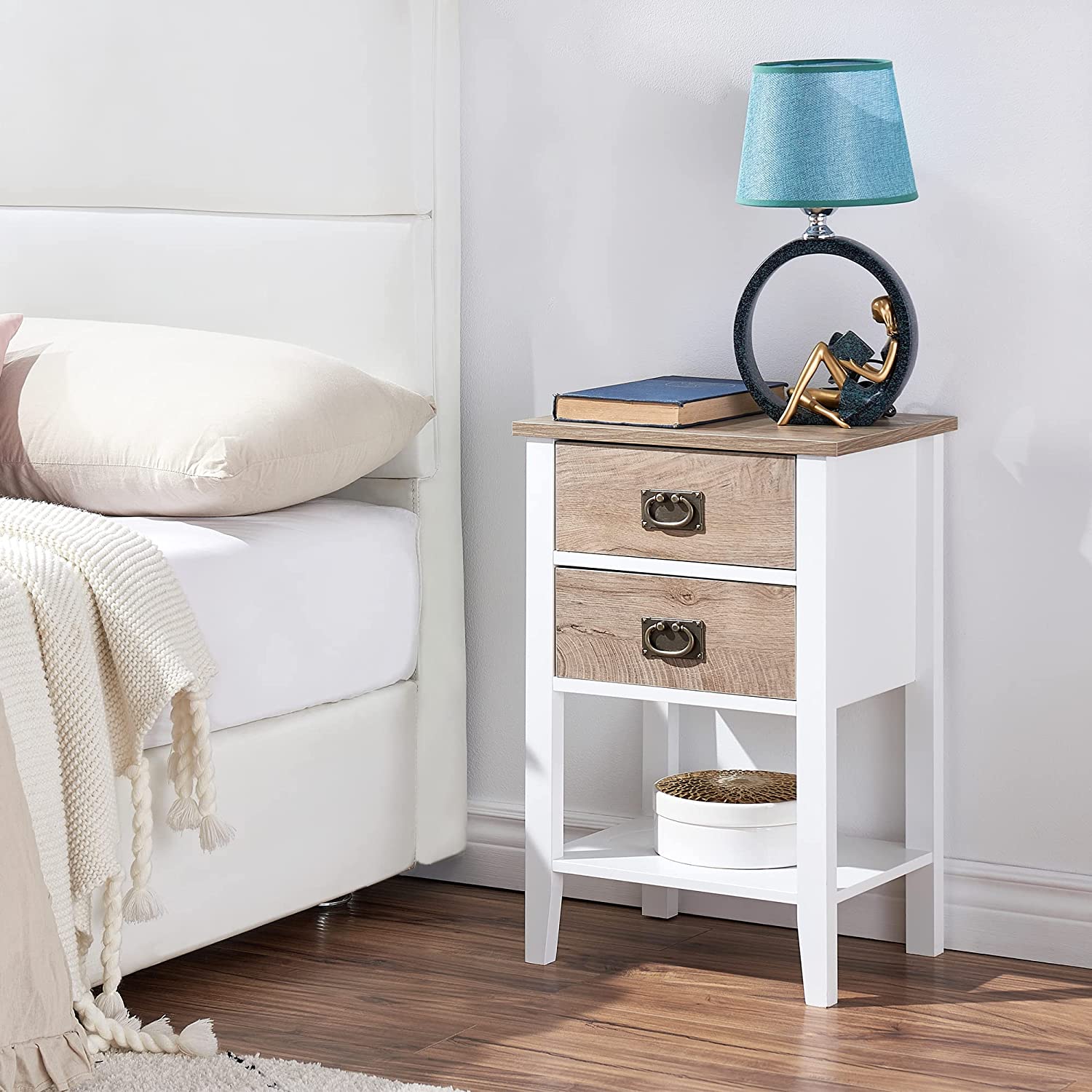 VECELO Modern Nightstands Set of 2, Side End Table with Drawers - VECELO
