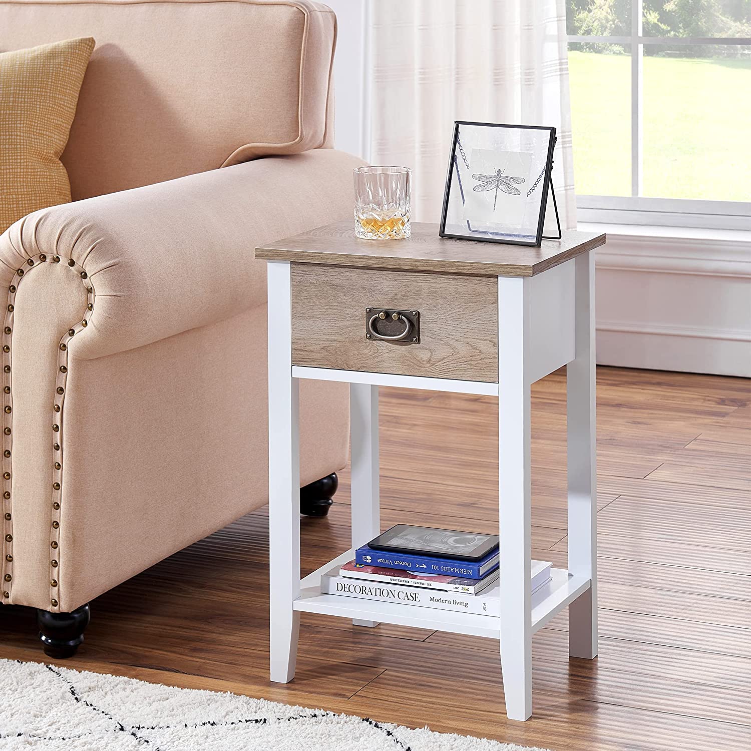 VECELO Modern Nightstands Set of 2, Side End Table with Drawers - VECELO