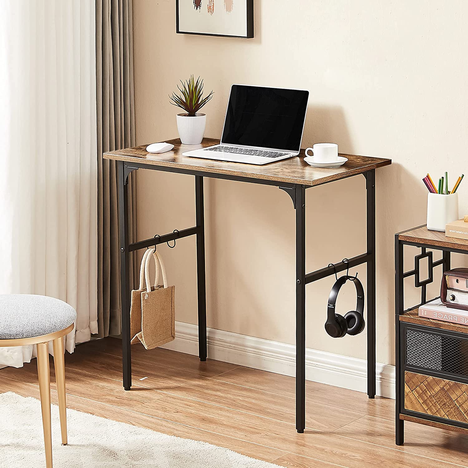 VECELO Industrial Simple Style Wood Table & Metal Frame Home Office Computer Desk - VECELO