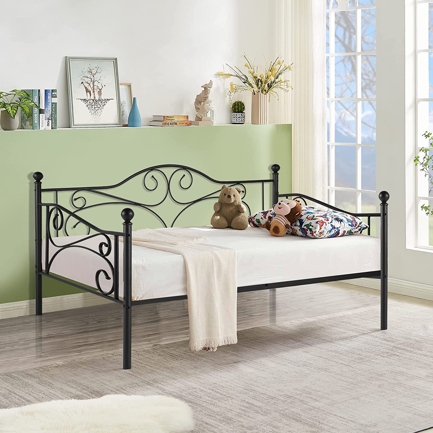 VECELO Premium Daybed Metal Bed Frame Twin Size