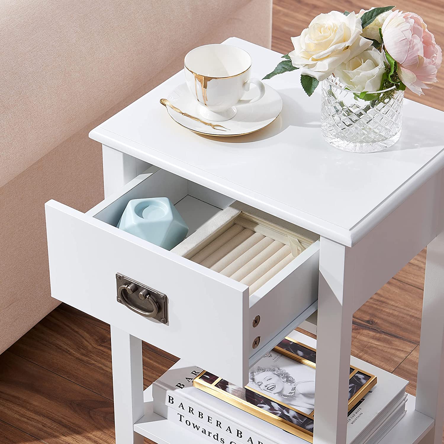 VECELO Modern Nightstands Set of 2, Side End Table with Drawers - VECELO
