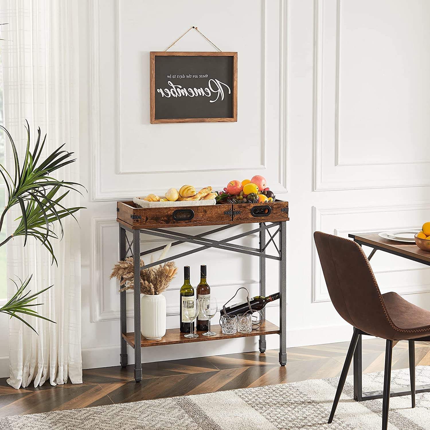 Narrow Serving Table with Storage Shelf
