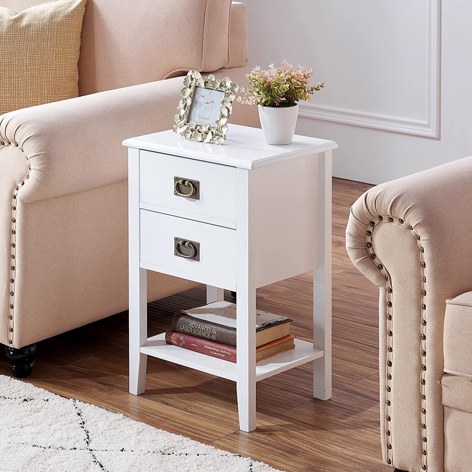 VECELO Modern Nightstands Set of 2, Side End Table with Drawers - VECELO