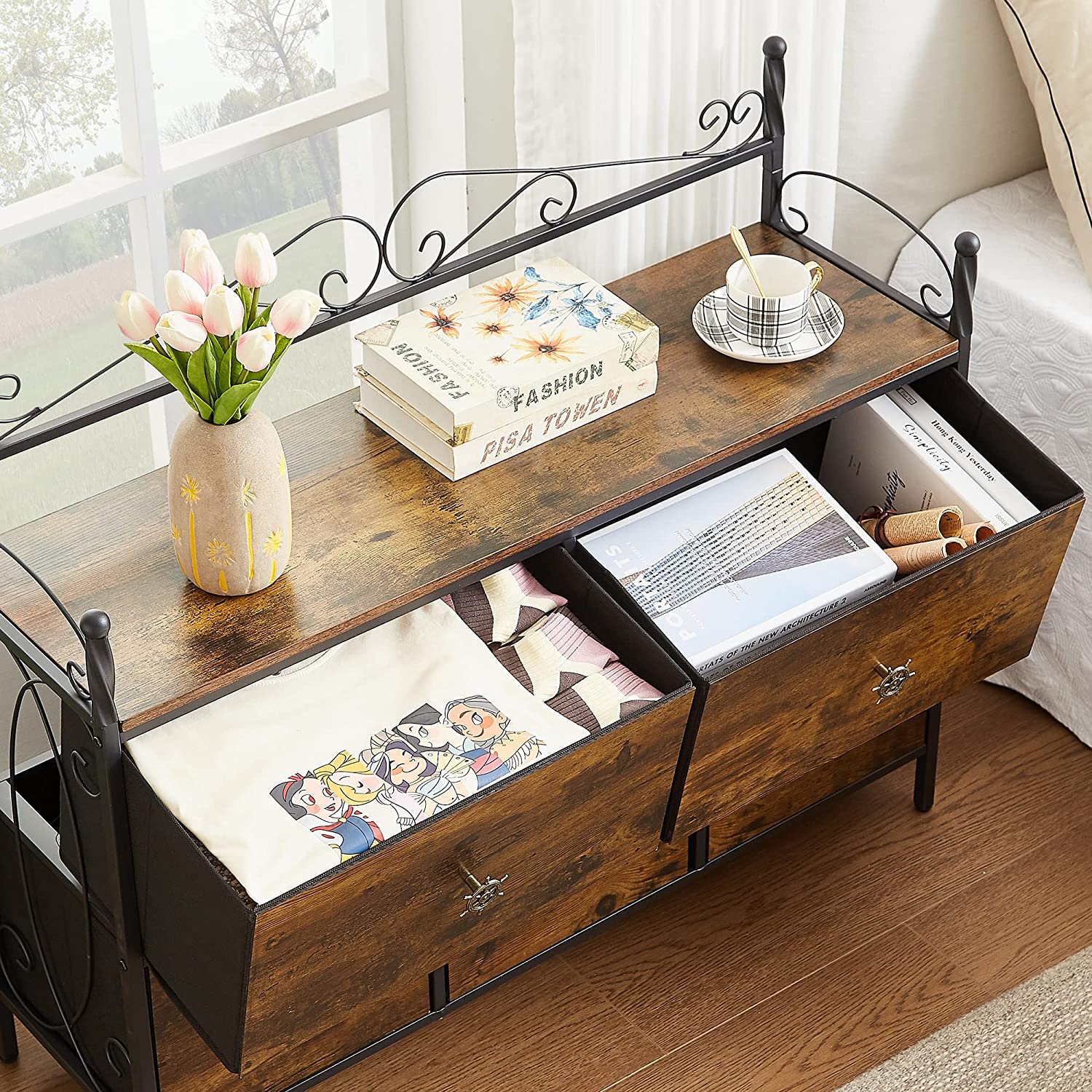 VECELO Dresser for Bedroom with 5 Drawers, Storage Organizer Unit with Shelf for Closet, Living Room